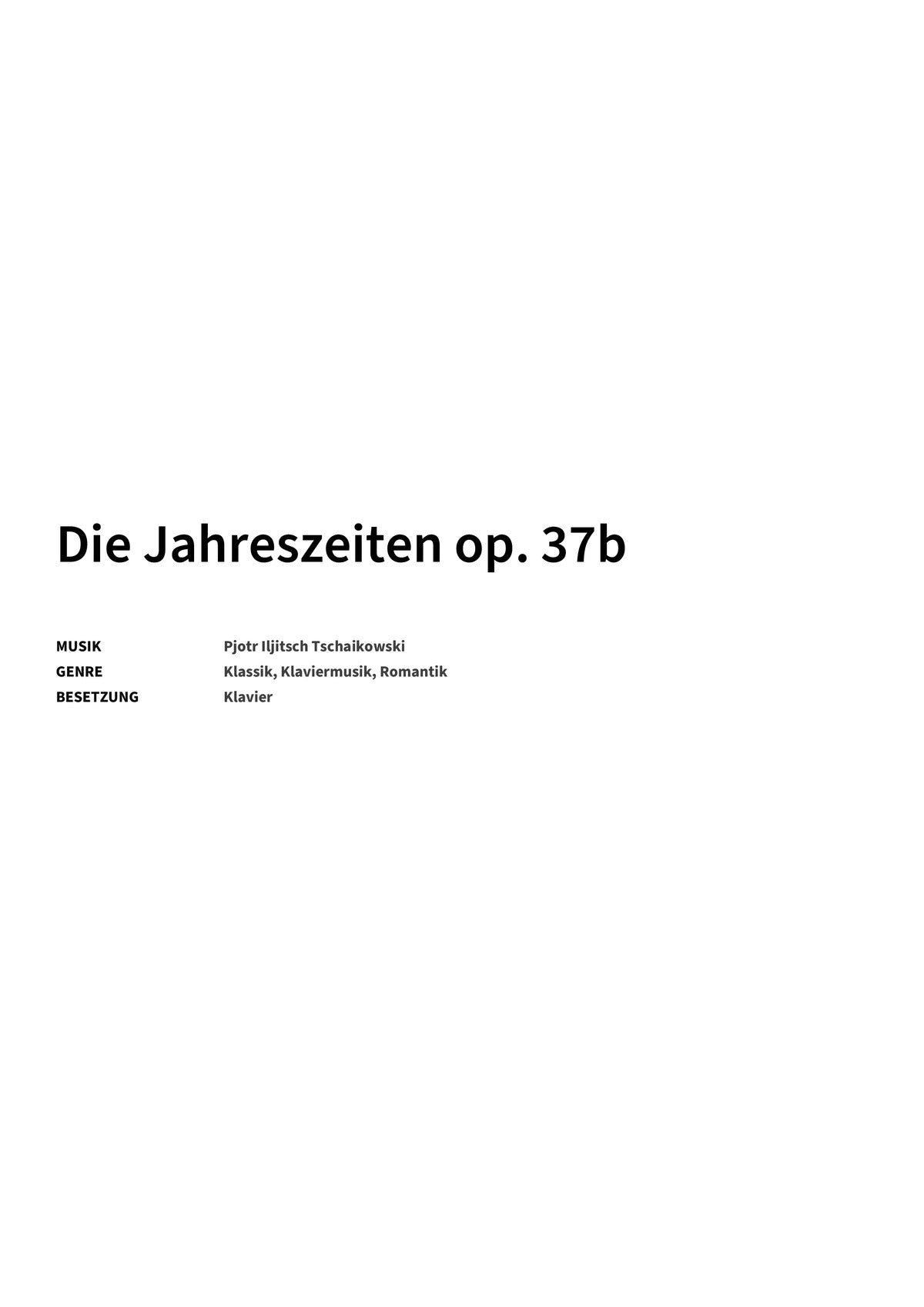 Die Jahreszeiten op. 37b - Title Page
