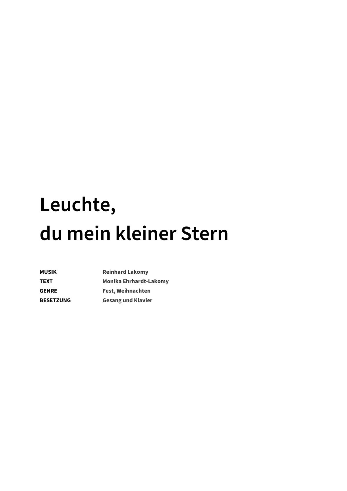 Leuchte, du mein kleiner Stern - Title Page