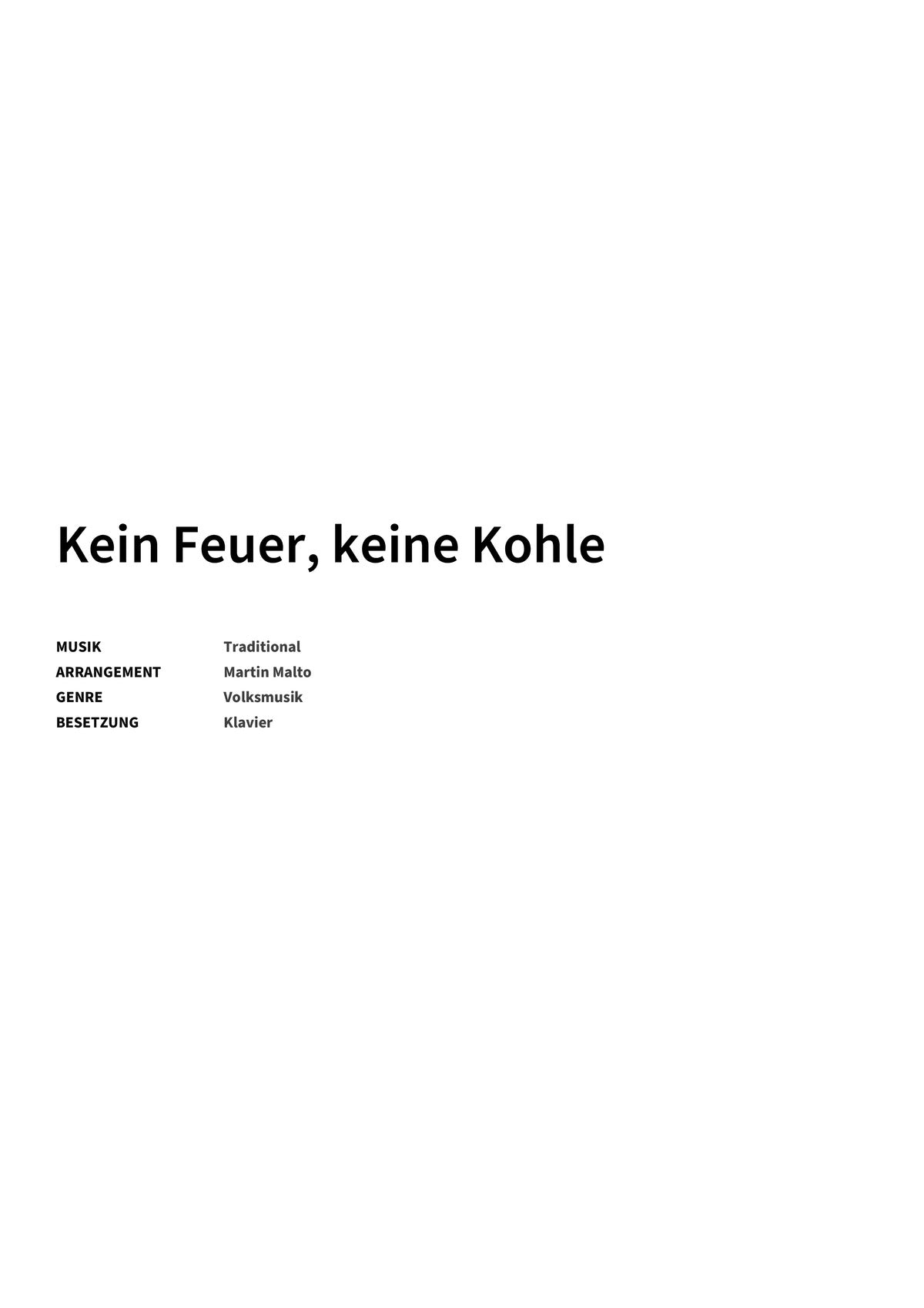 Kein Feuer, keine Kohle - Title Page