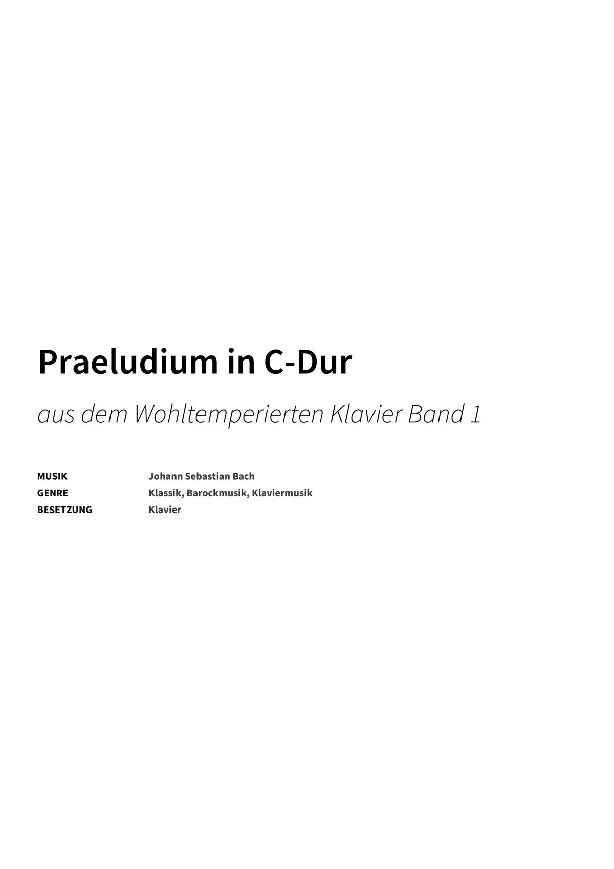Praeludium in C-Dur - Title Page