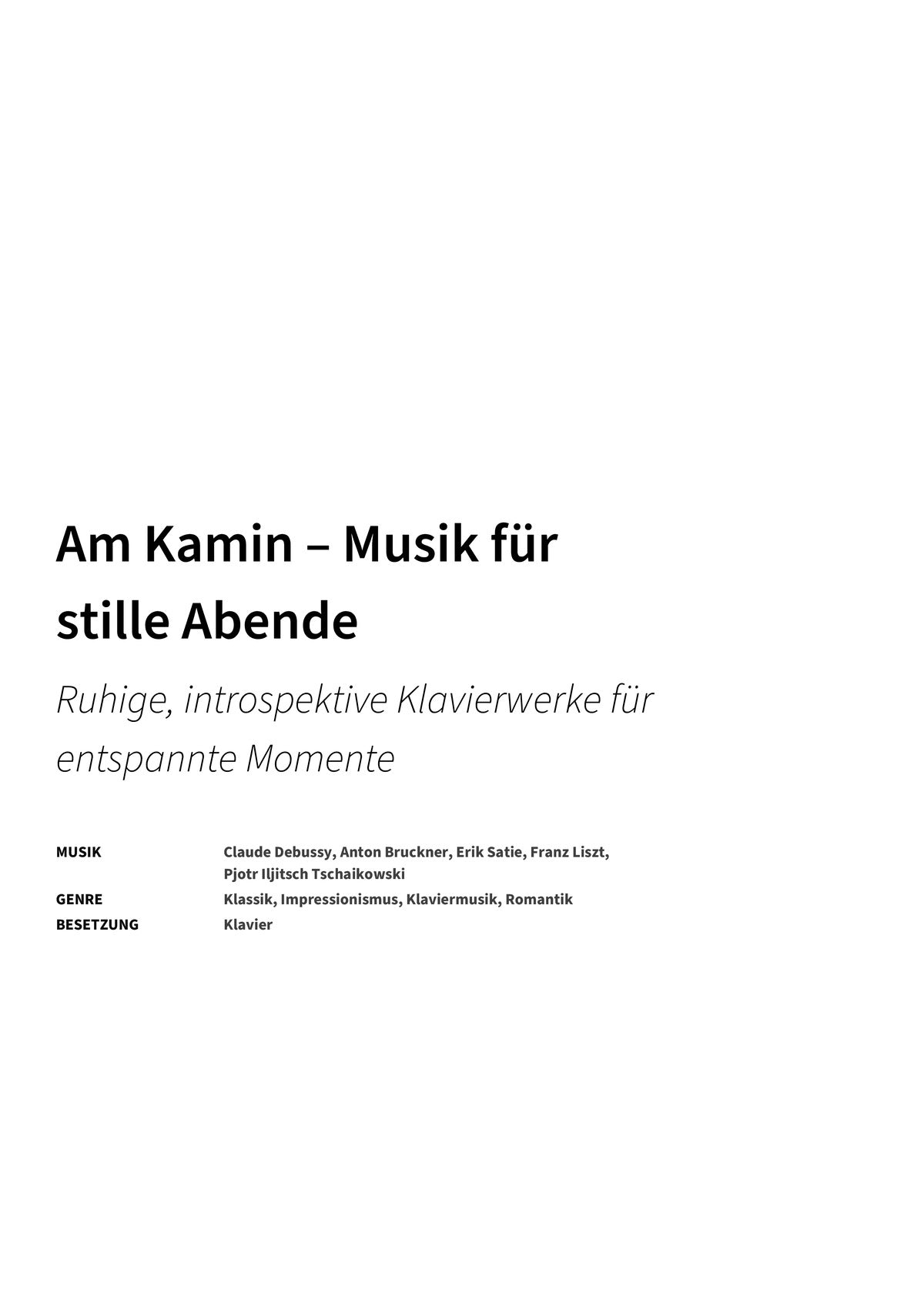 Am Kamin – Musik für stille Abende - Title Page