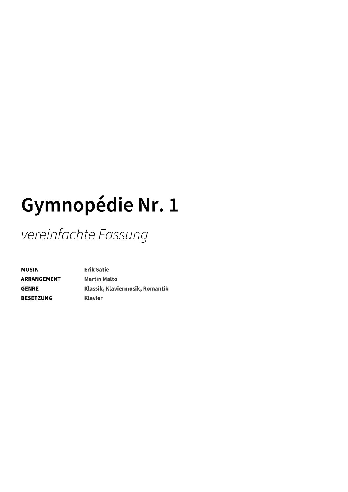 Gymnopédie Nr. 1 - Title Page