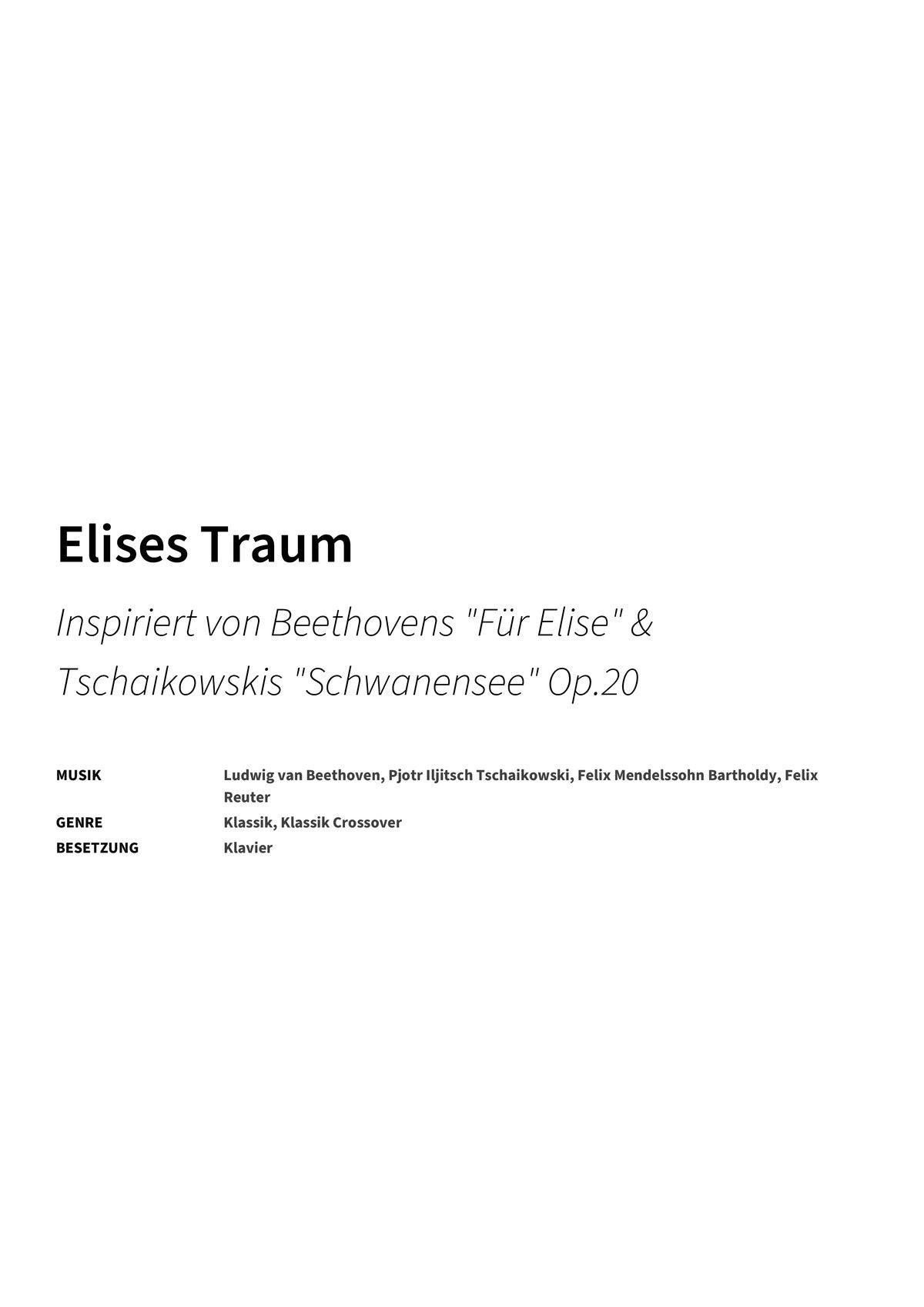 Elises Traum - Title Page