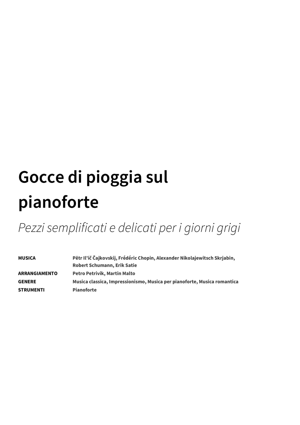 Gocce di pioggia sul pianoforte - Title Page