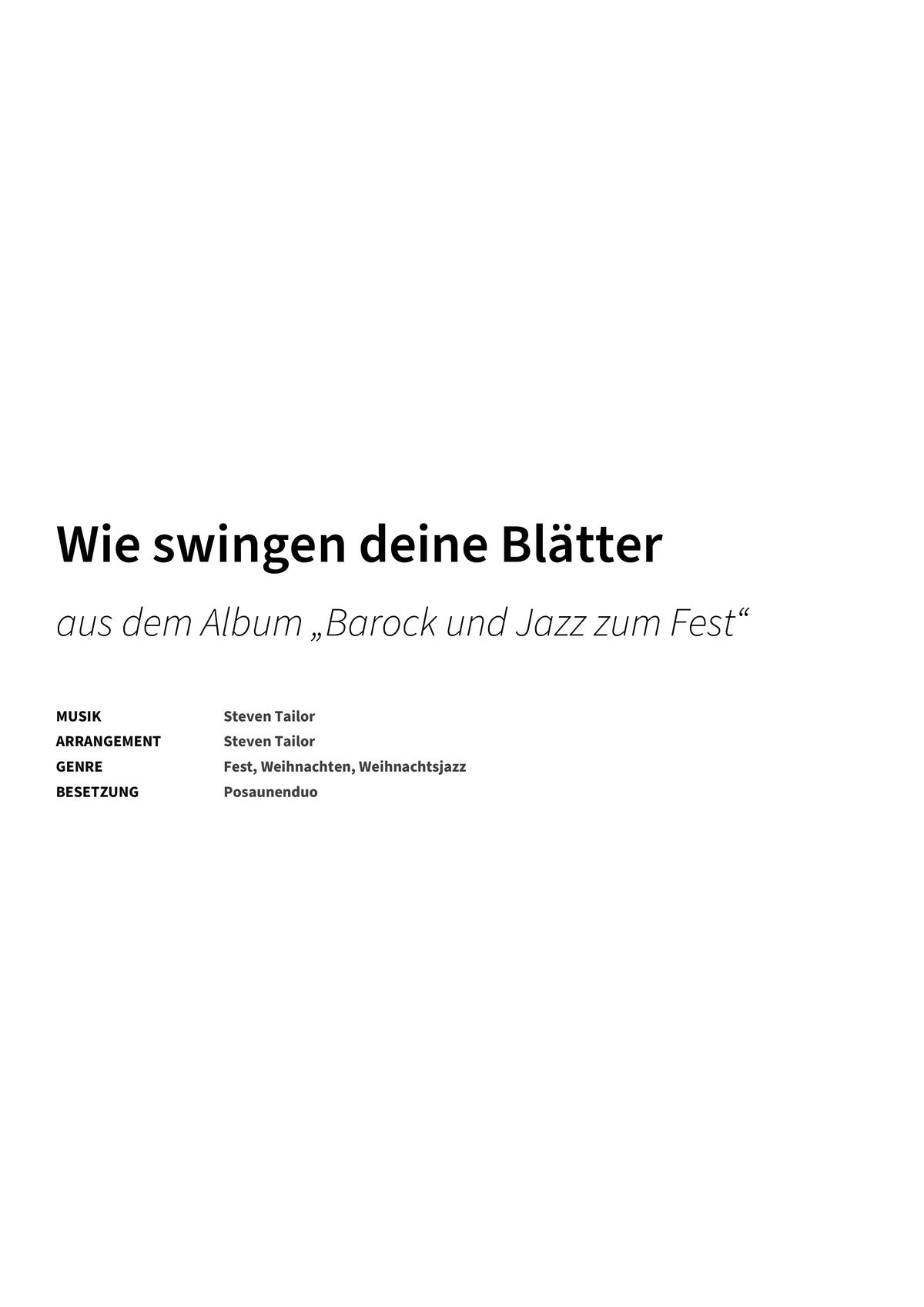 Wie swingen deine Blätter - Title Page