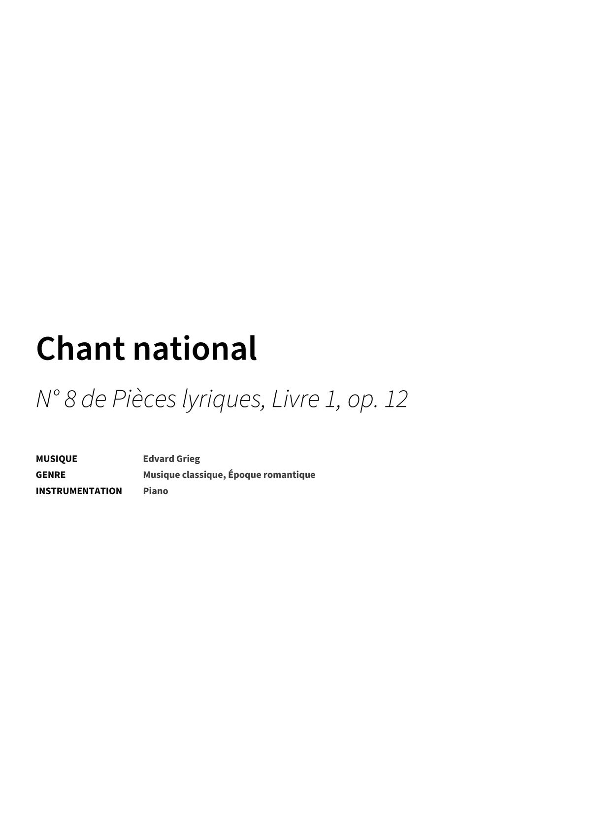 Chant national - Title Page