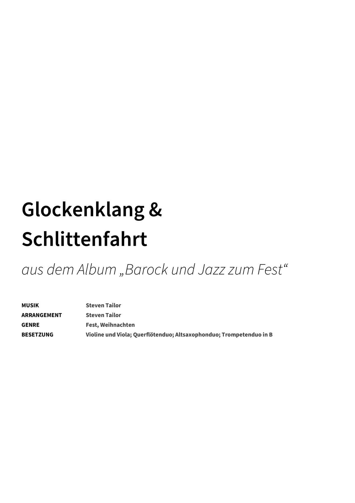 Glockenklang & Schlittenfahrt - Title Page