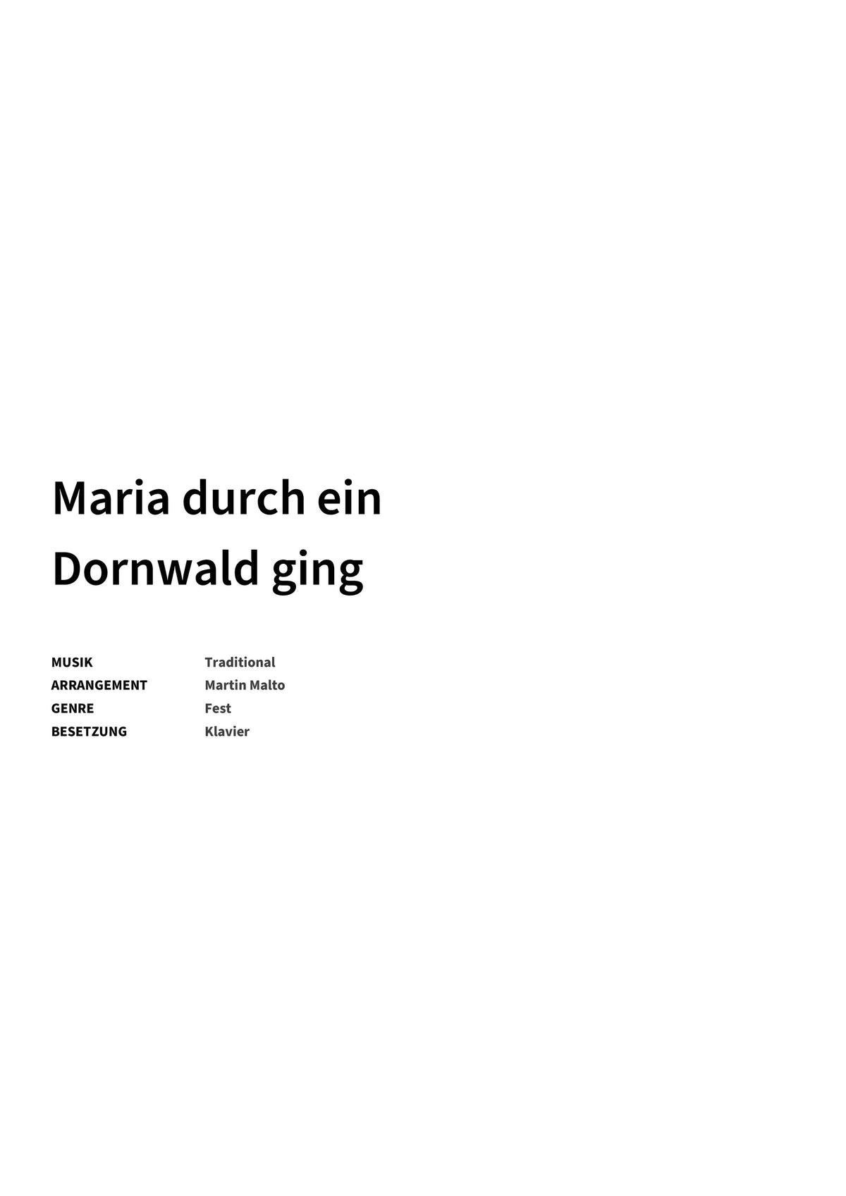 Maria durch ein Dornwald ging - Title Page