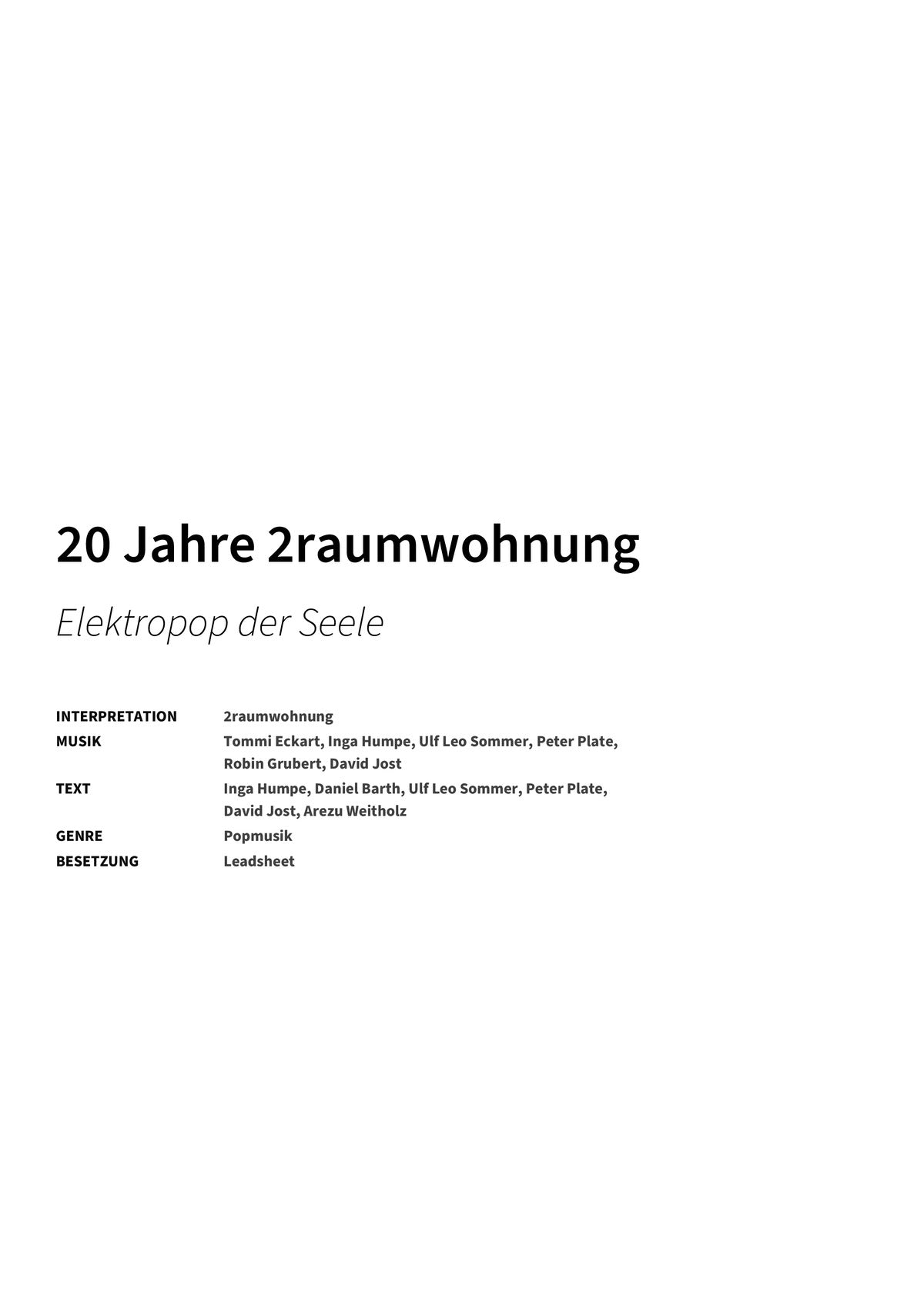 20 Jahre 2raumwohnung - Title Page