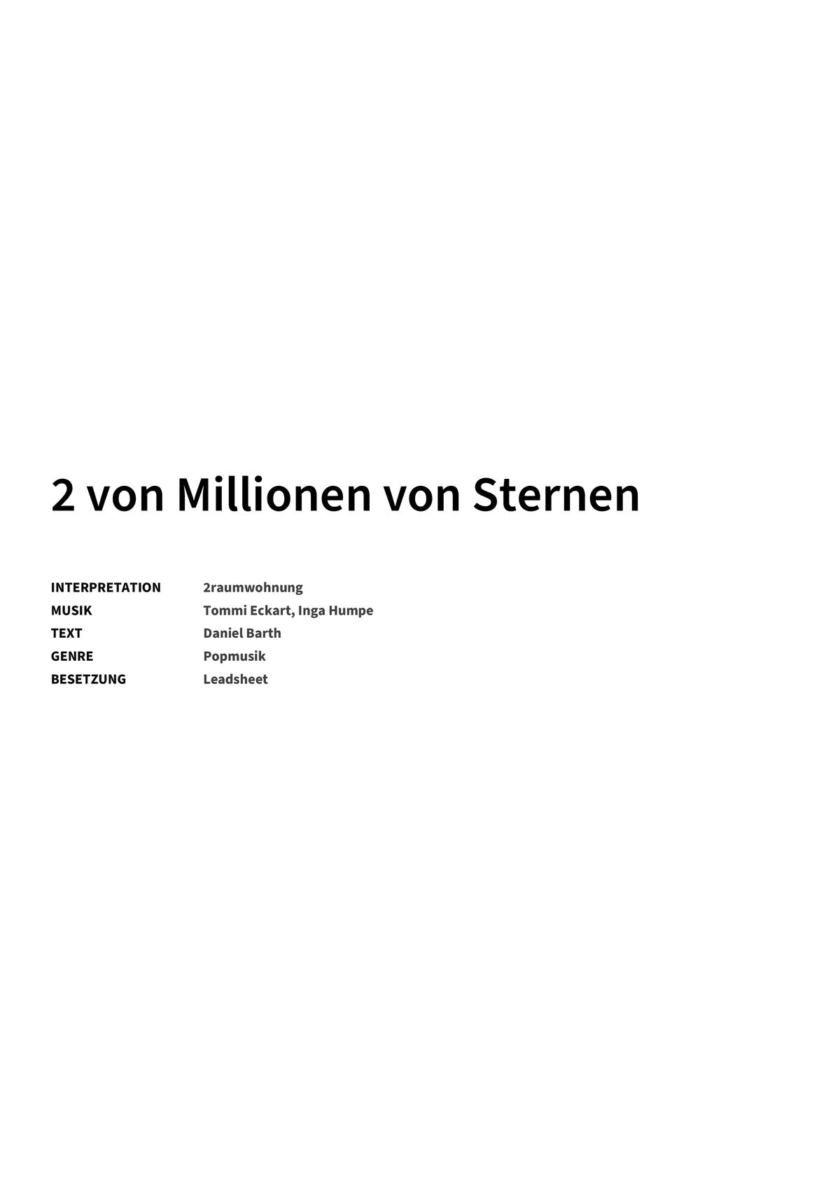 2 von Millionen von Sternen - Title Page