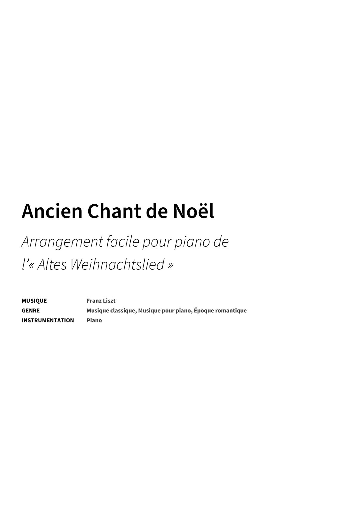 Ancien Chant de Noël - Title Page