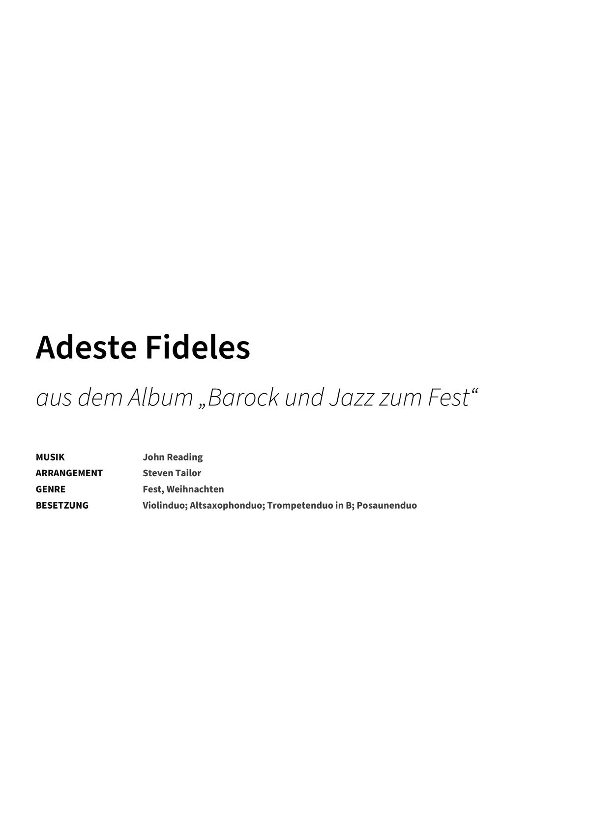 Adeste Fideles - Title Page
