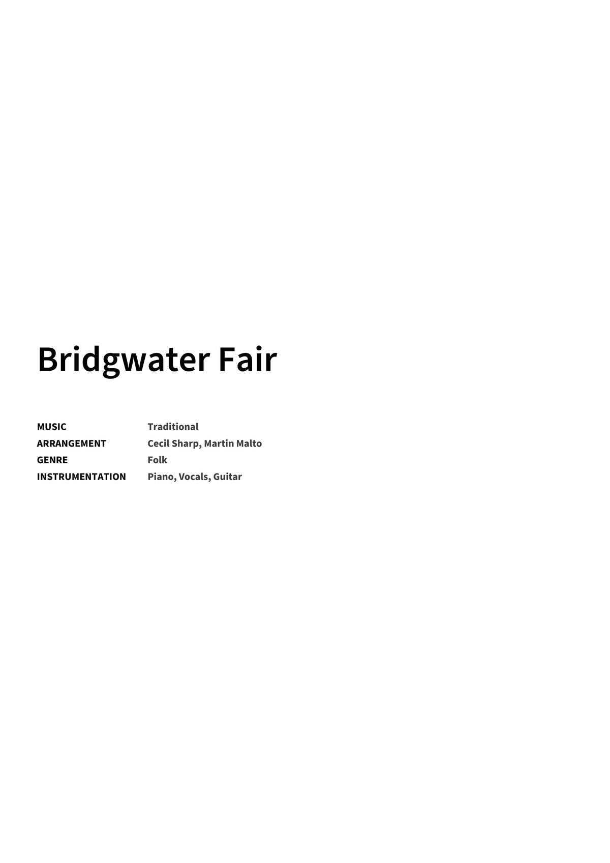 Bridgwater Fair - Title Page