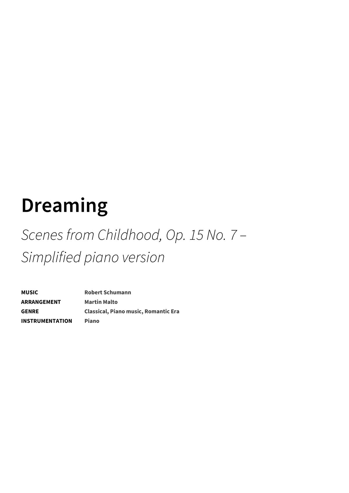 Dreaming - Title Page