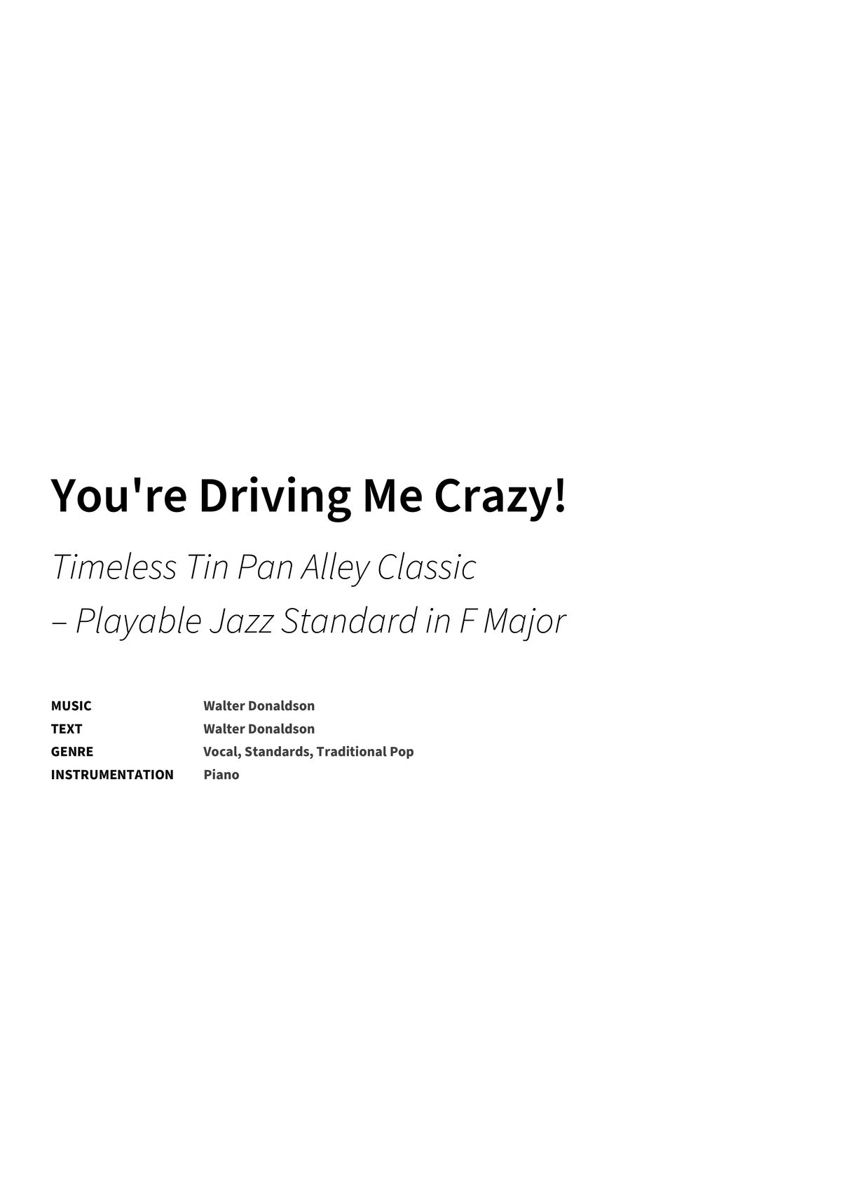 You're Driving Me Crazy! - Title Page