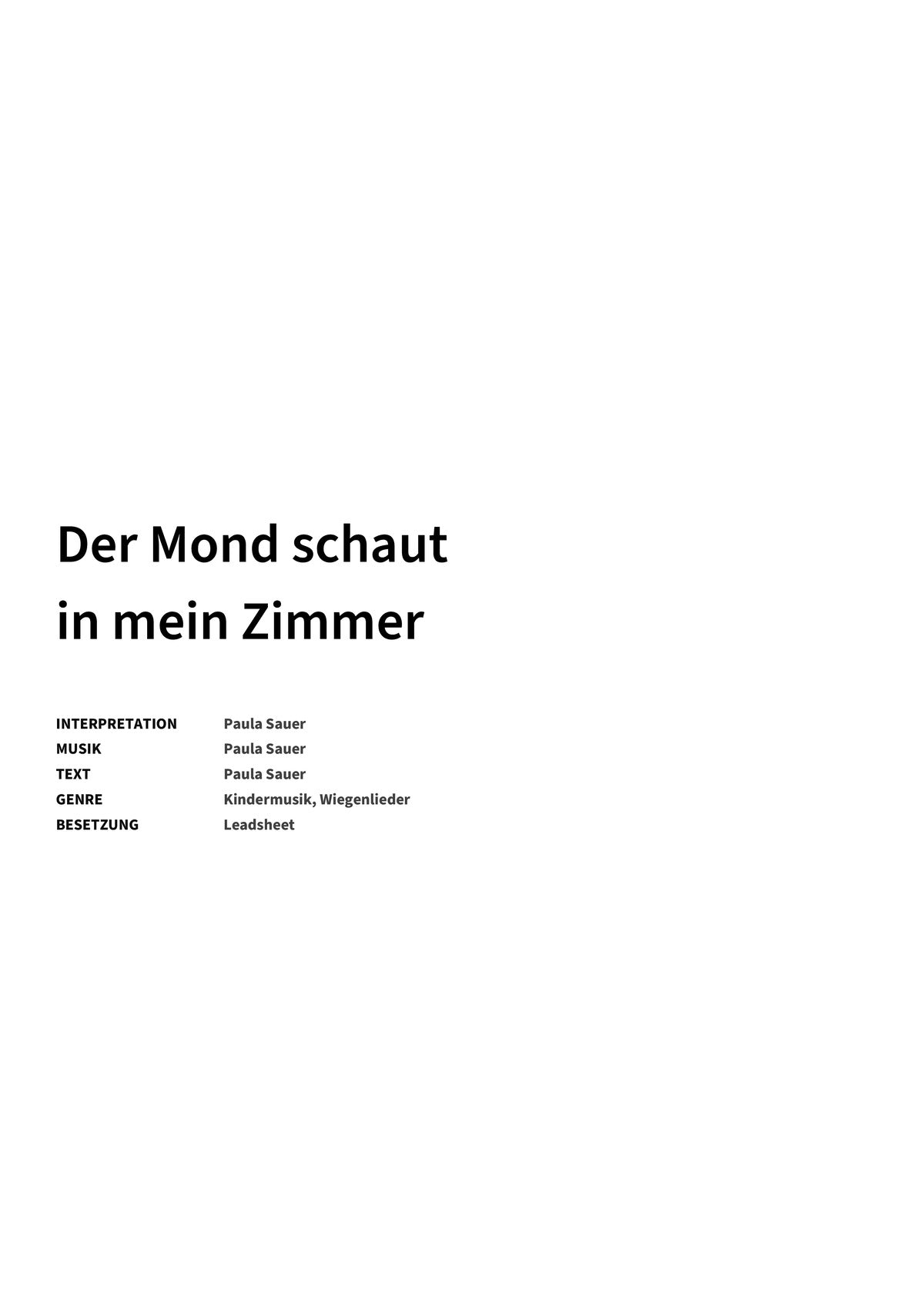 Der Mond schaut in mein Zimmer - Title Page