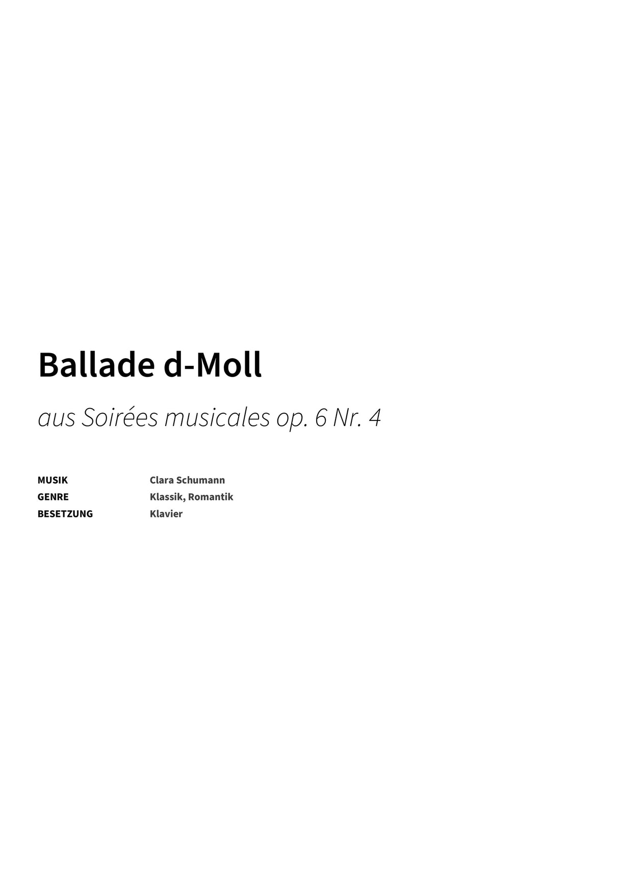 Ballade d-Moll - Title Page