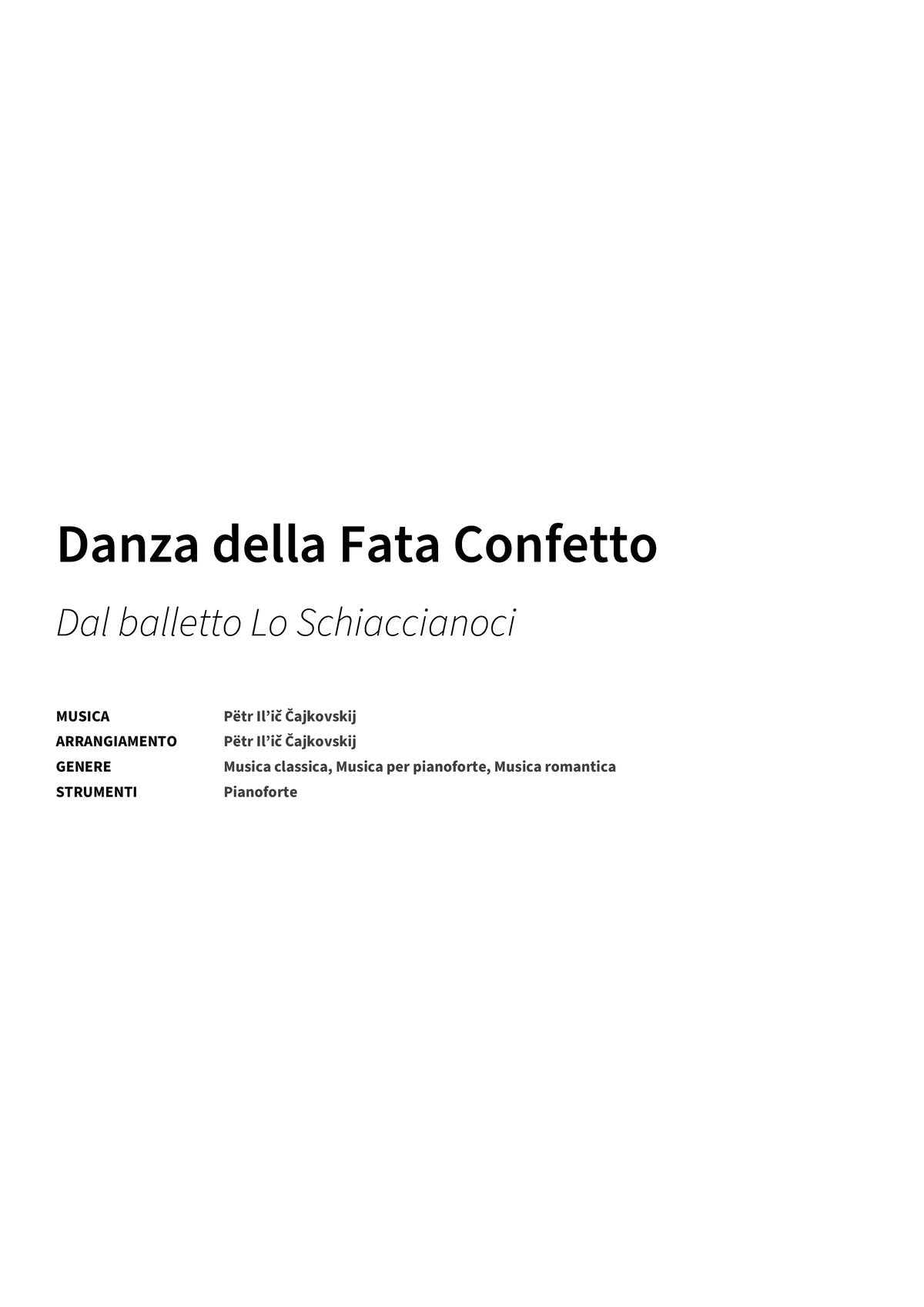 Danza della Fata Confetto - Title Page