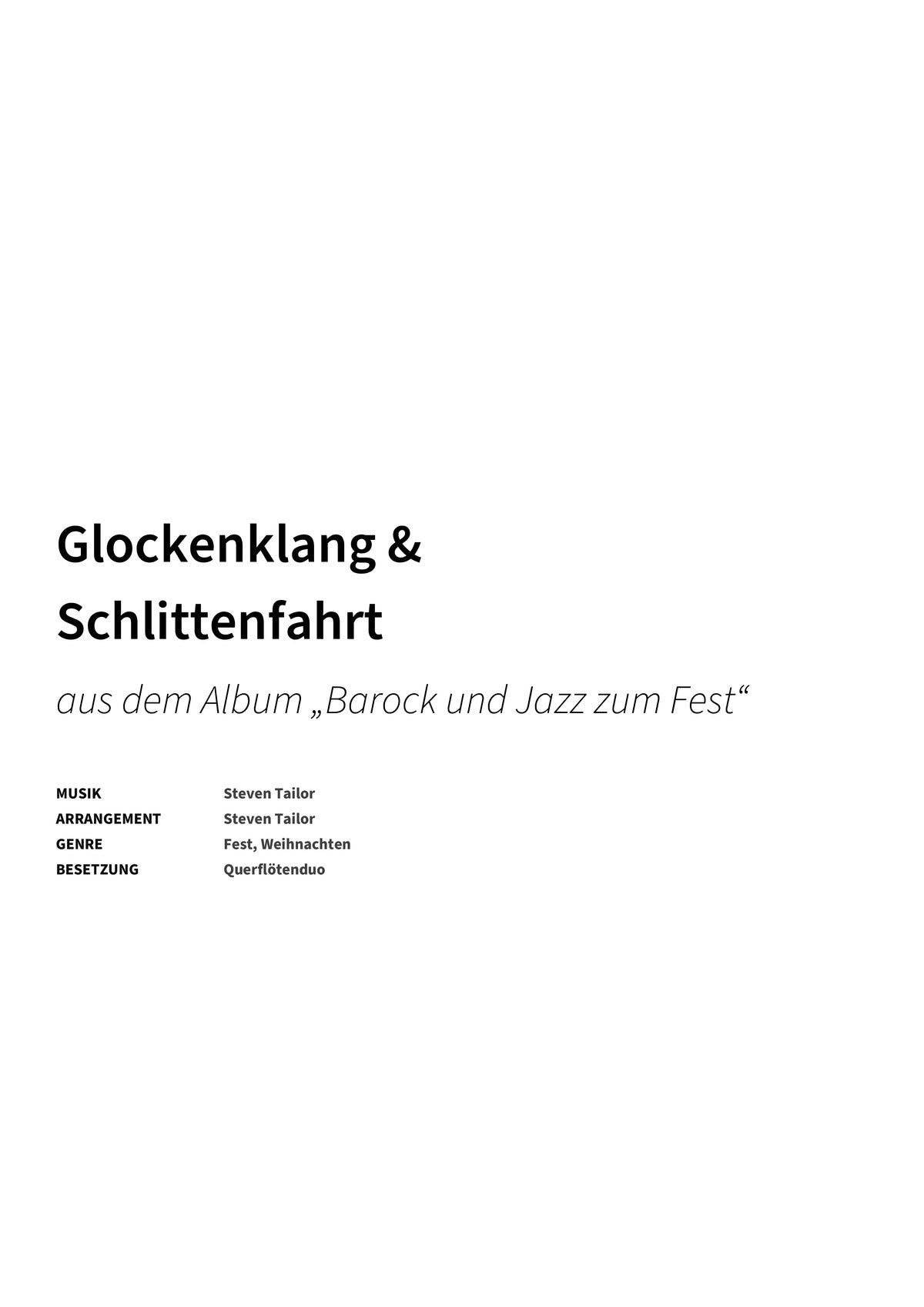 Glockenklang & Schlittenfahrt - Title Page