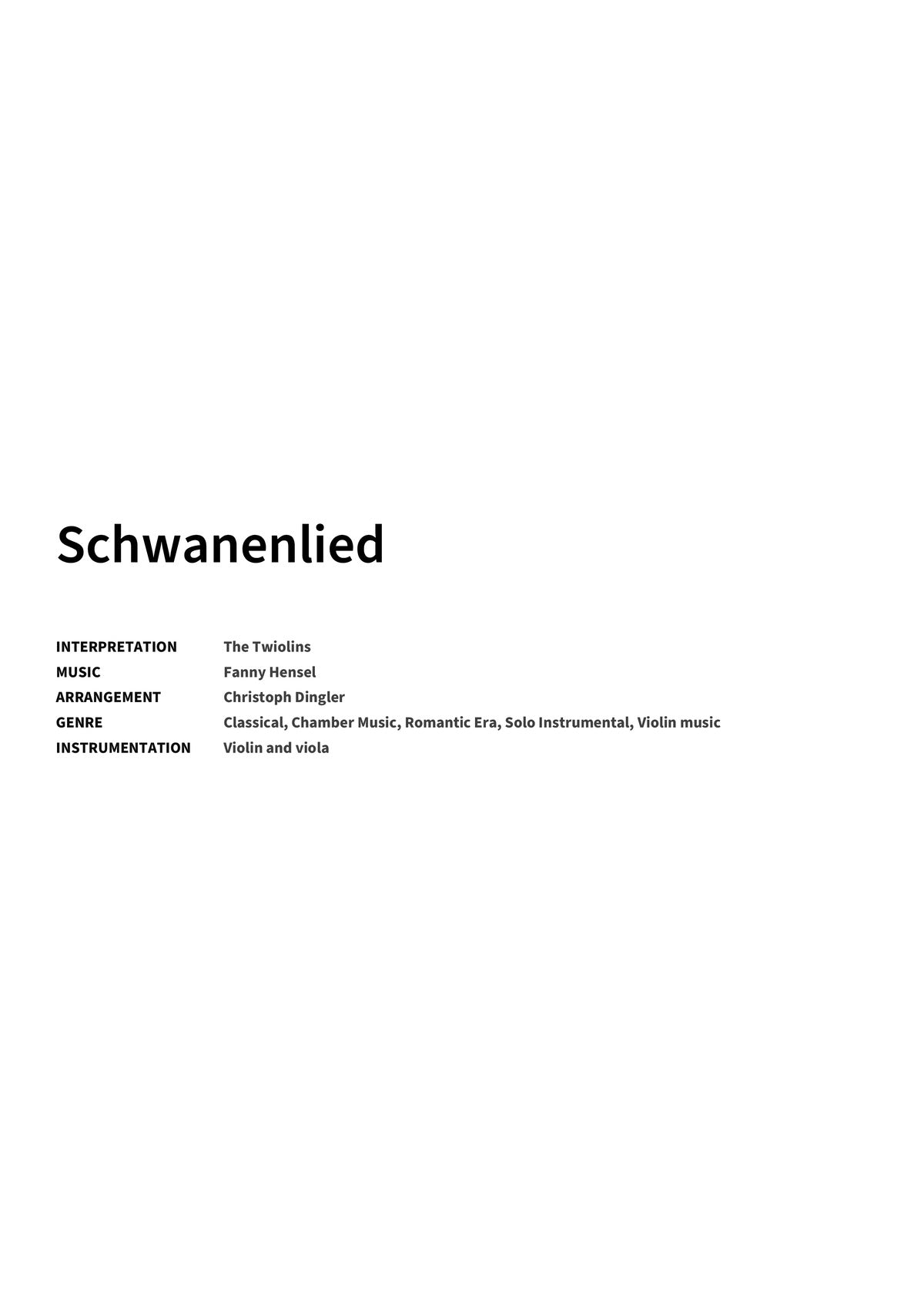 Schwanenlied - Title Page