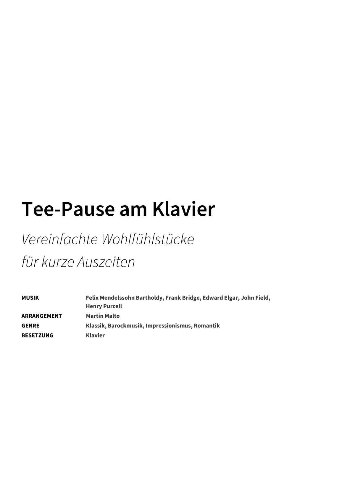 Tee-Pause am Klavier - Title Page