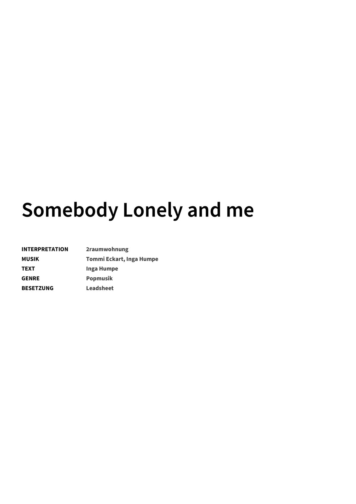 Somebody Lonely and me - Title Page