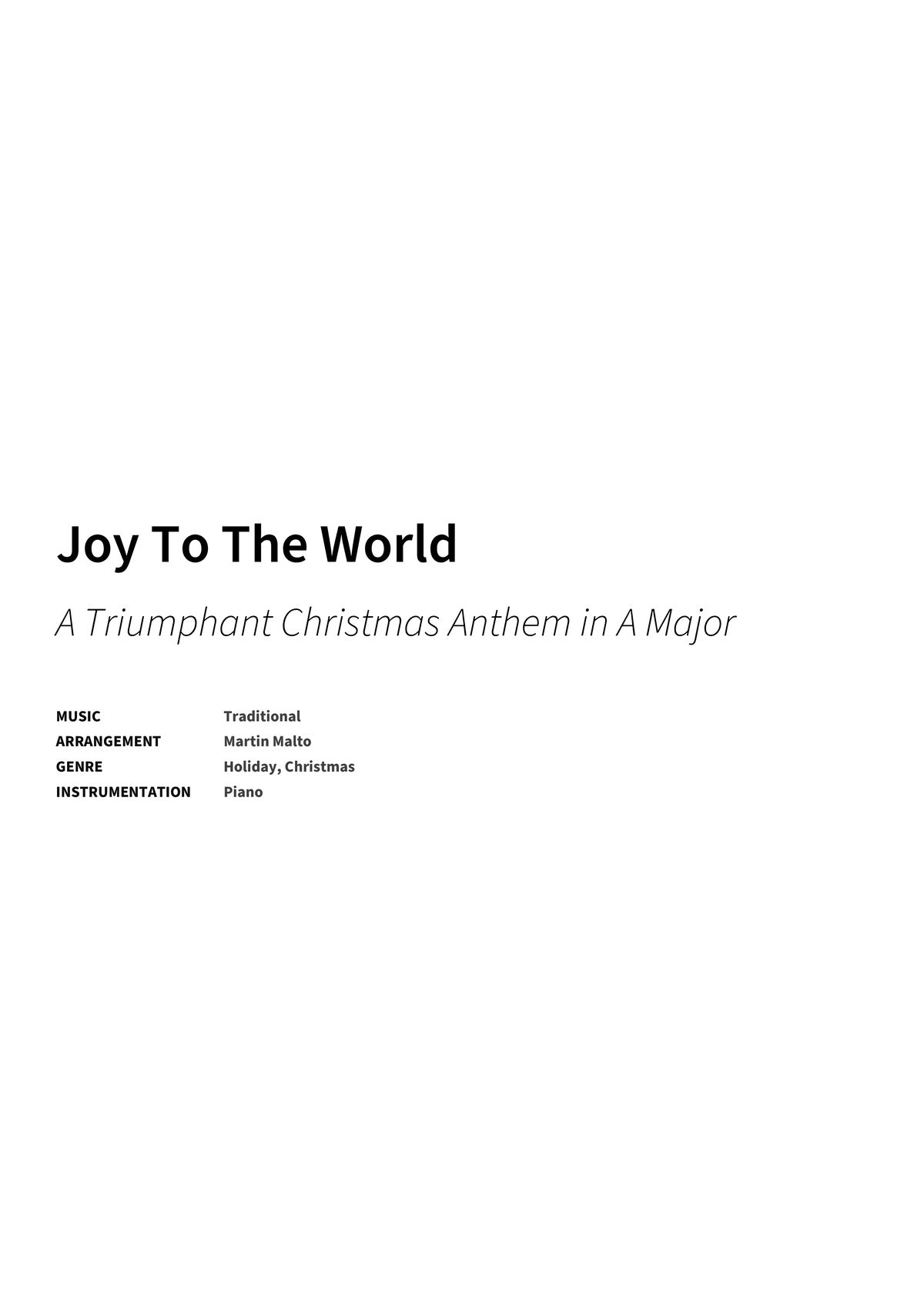 Joy To The World - Title Page