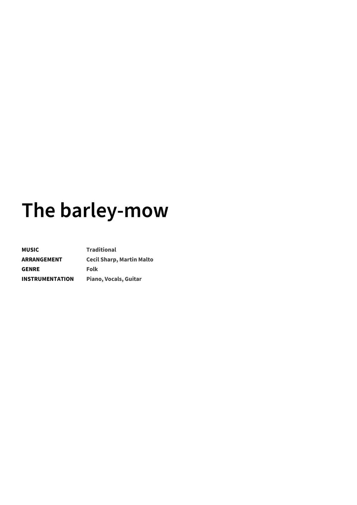 The barley-mow - Title Page