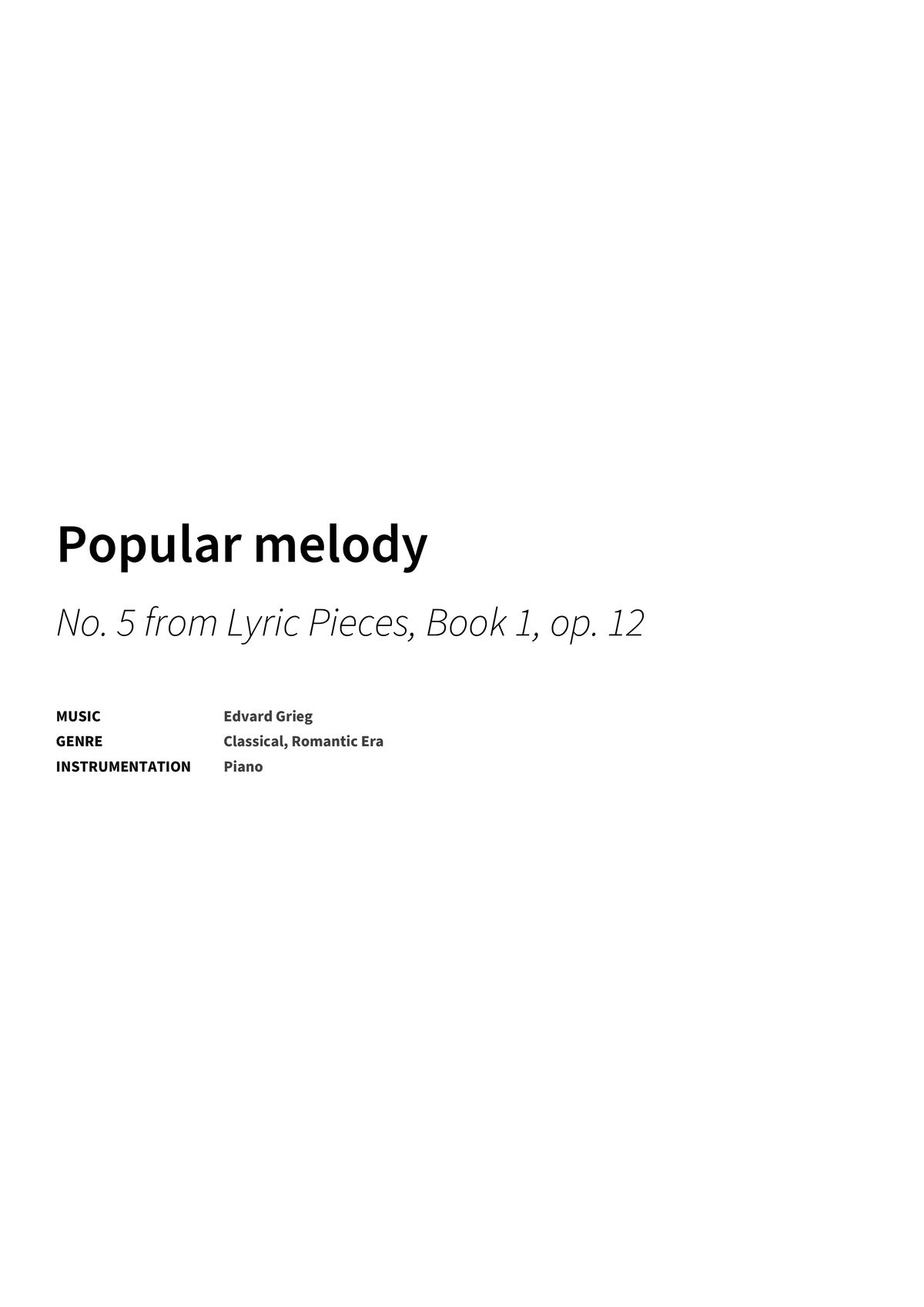 Popular melody - Title Page