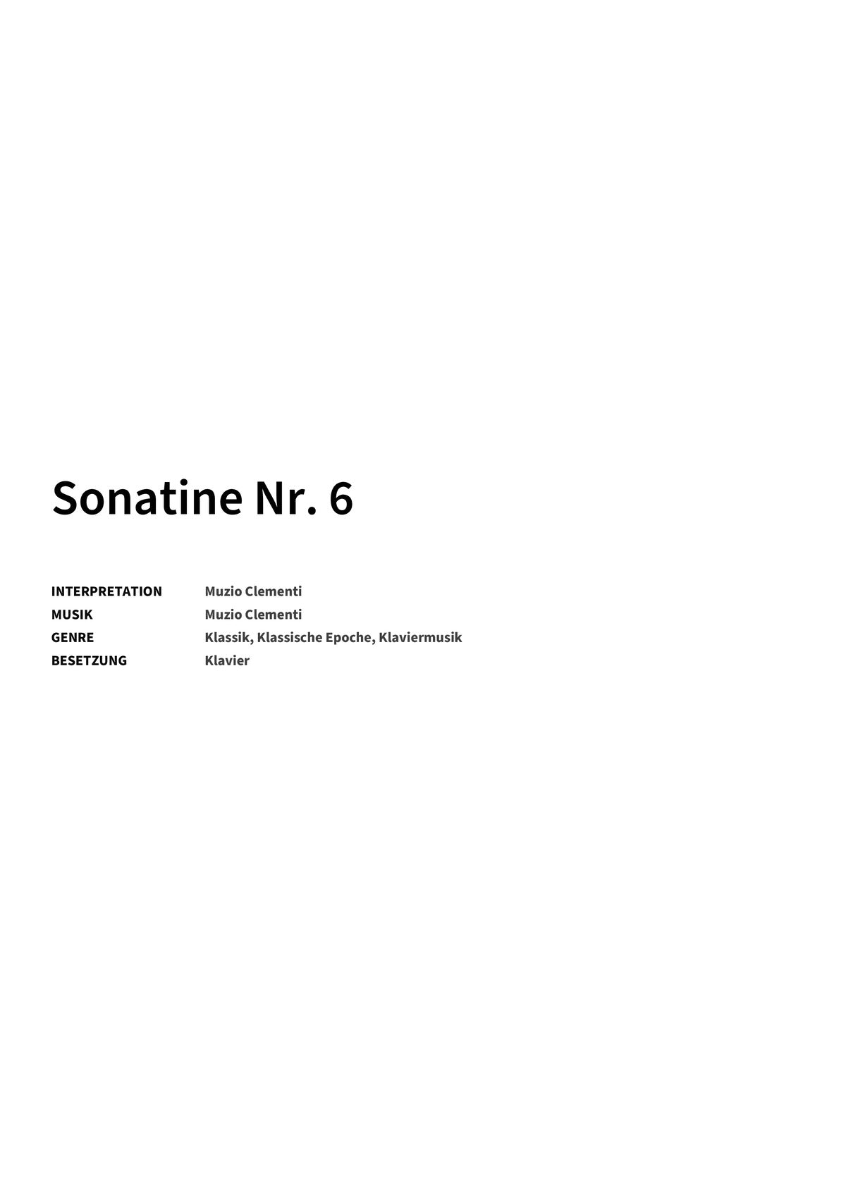Sonatine Nr. 6 - Title Page