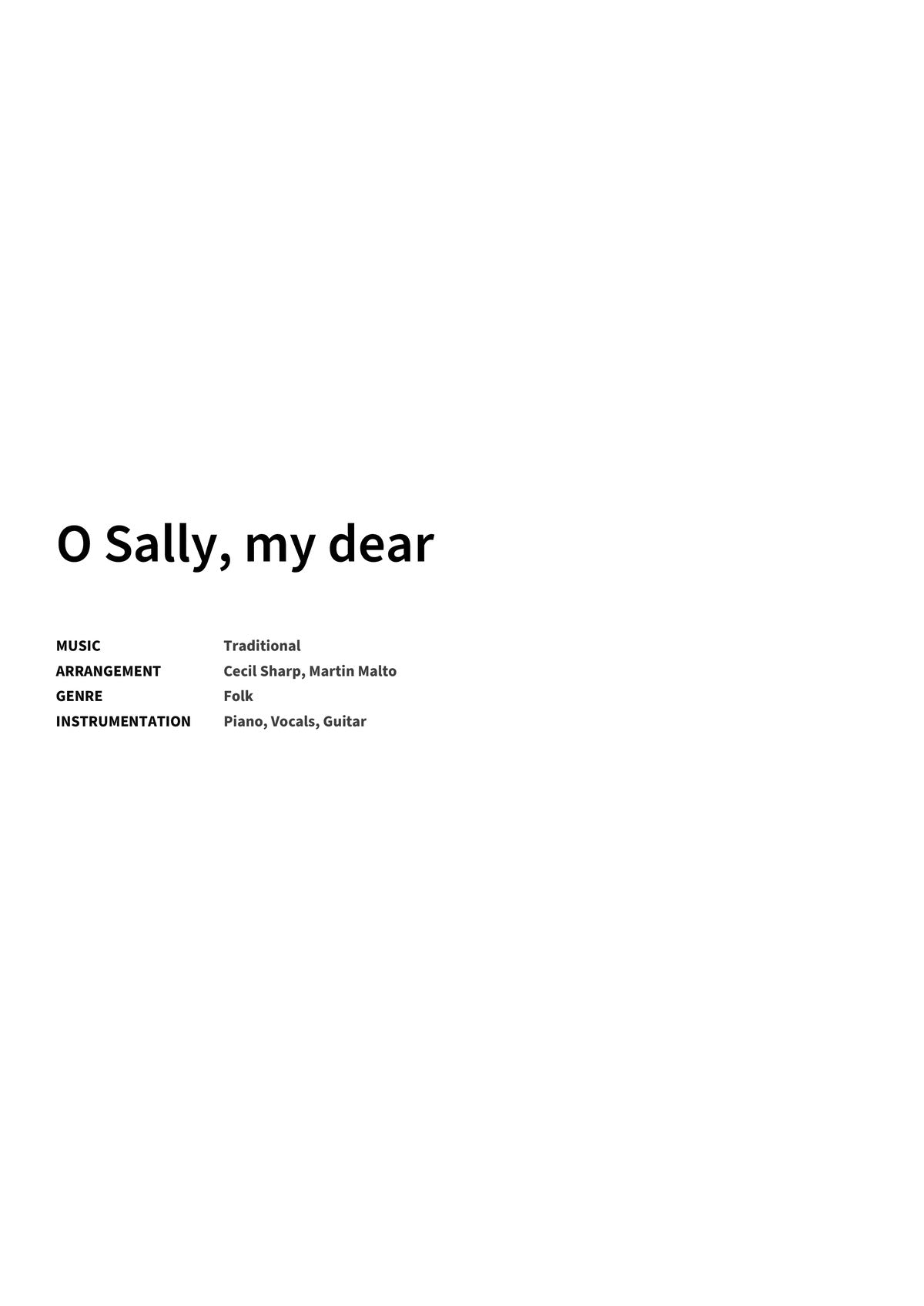 O Sally, my dear - Title Page