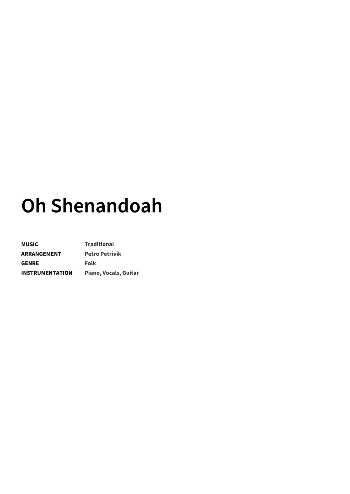 Oh Shenandoah - Title Page