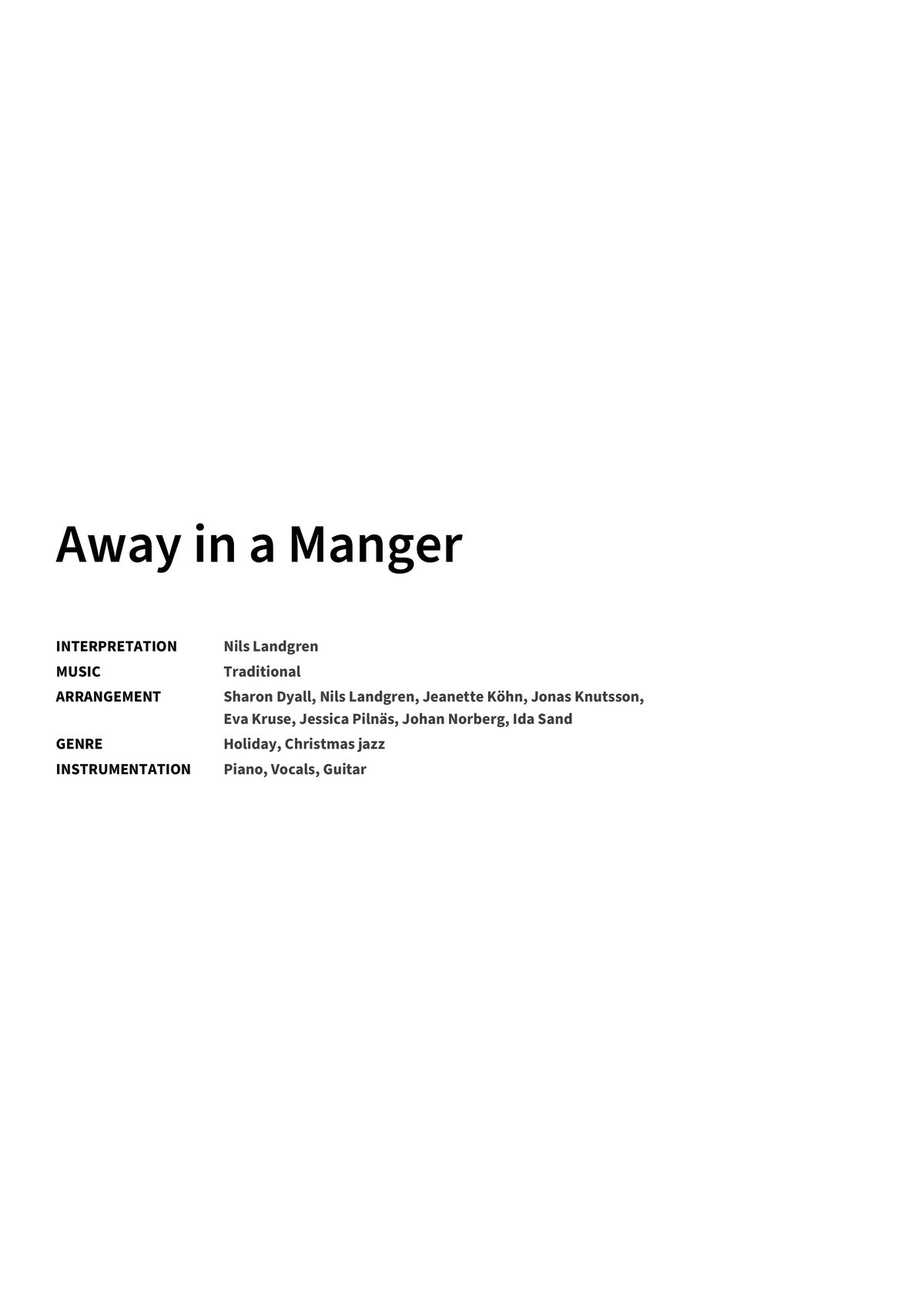 Away in a Manger - Title Page