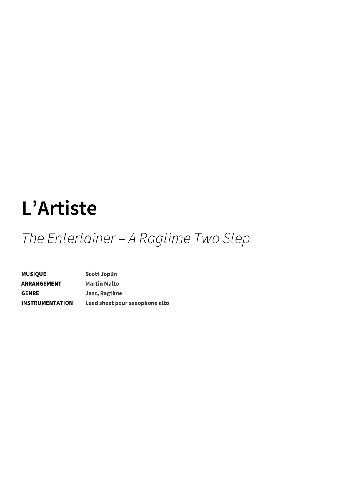 L’Artiste - Title Page