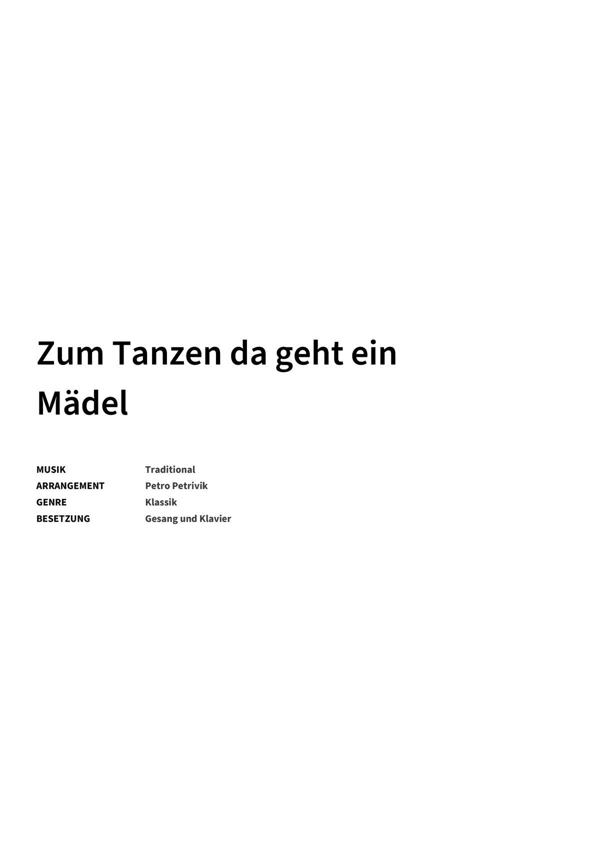 Zum Tanzen da geht ein Mädel - Title Page