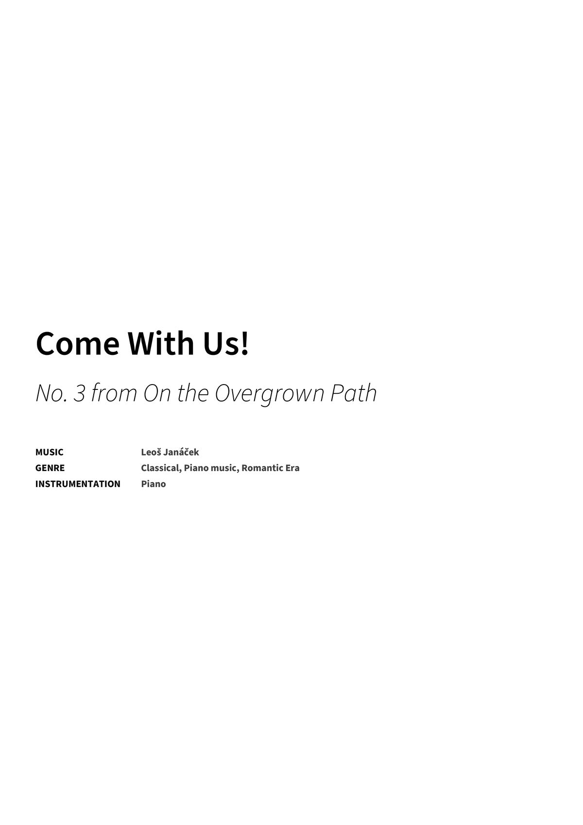 Come With Us! - Title Page