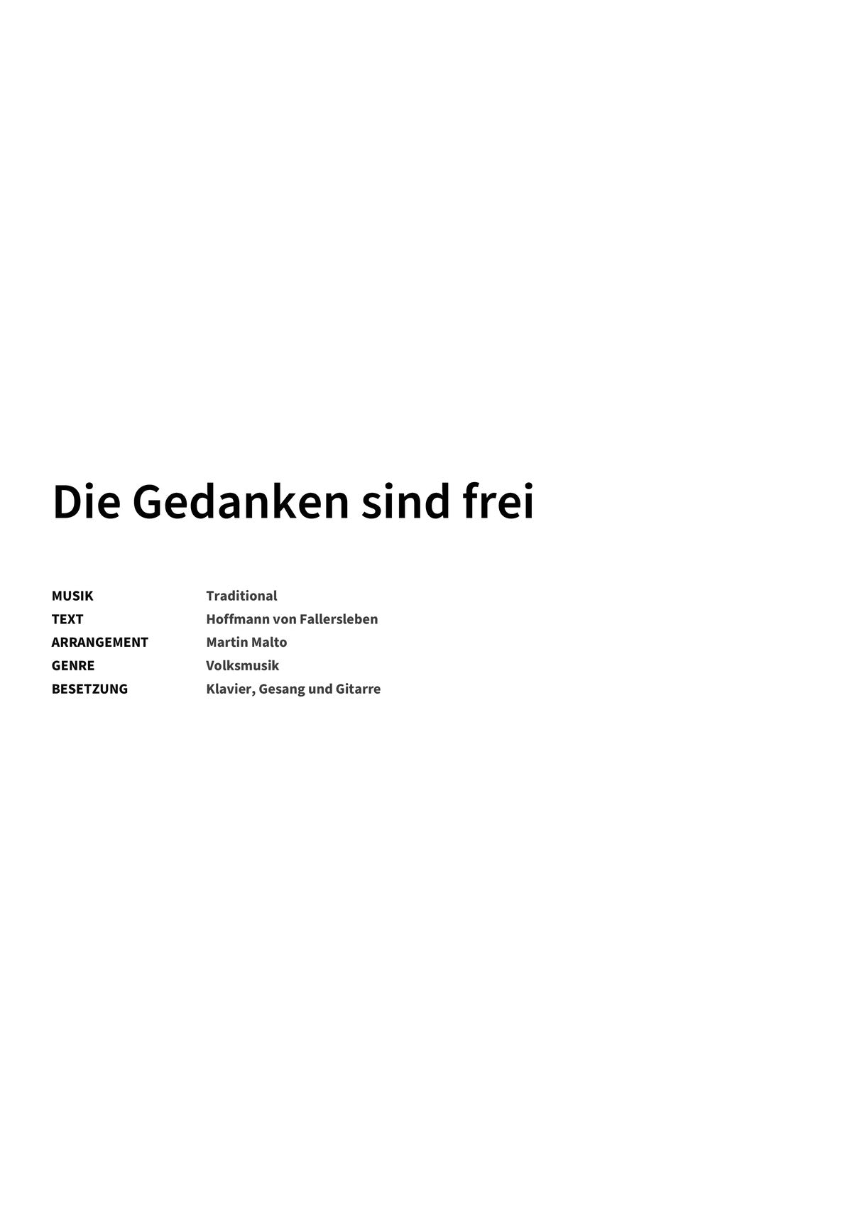 Die Gedanken sind frei - Title Page