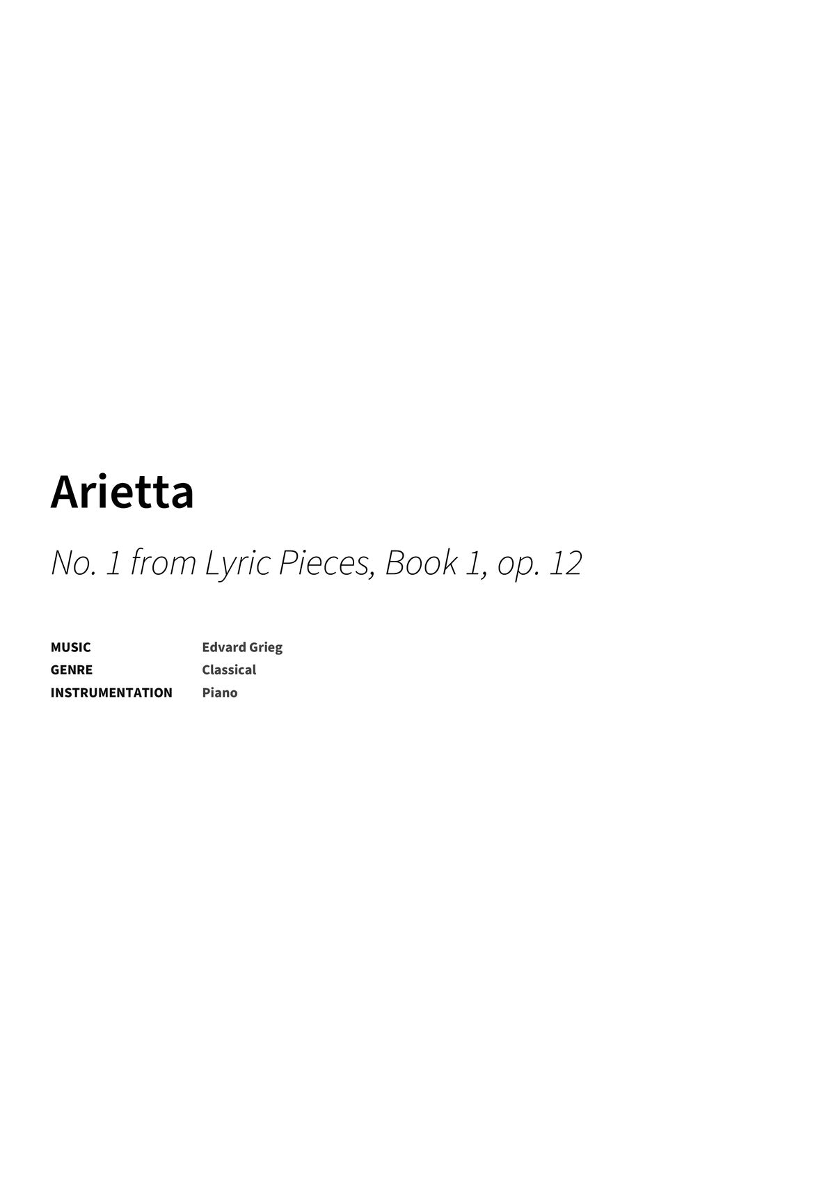 Arietta - Title Page