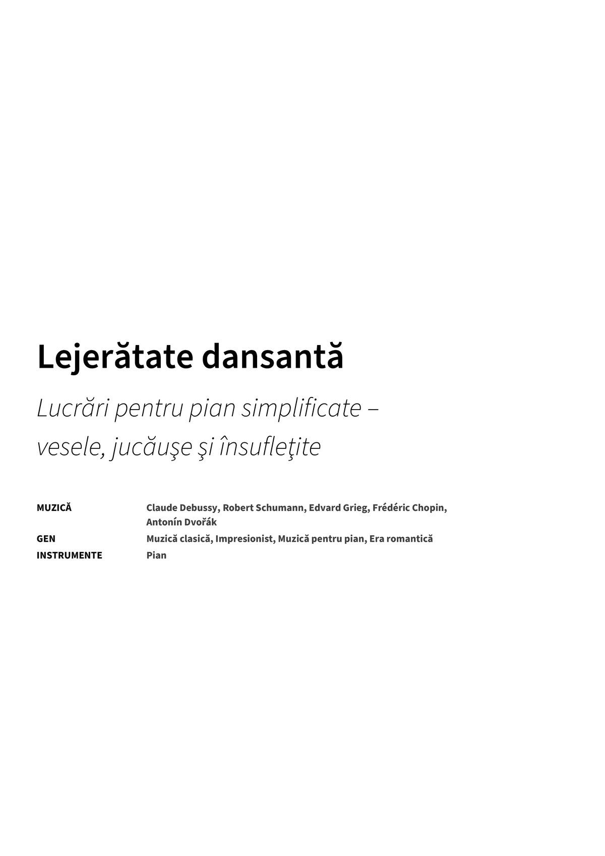 Lejerătate dansantă - Title Page