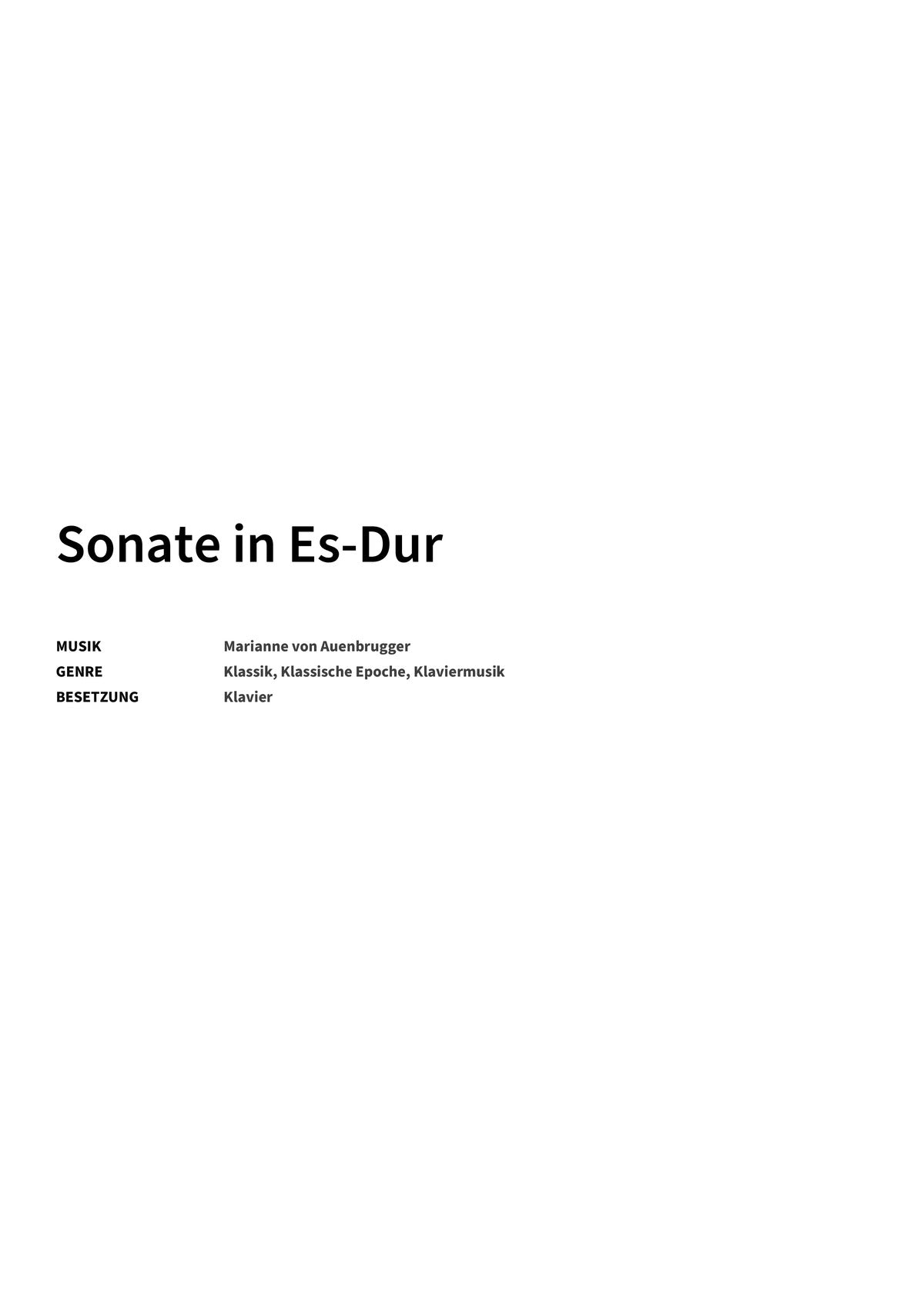 Sonate in Es-Dur - Title Page