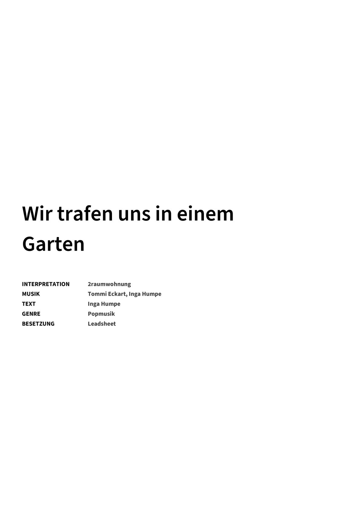 Wir trafen uns in einem Garten - Title Page