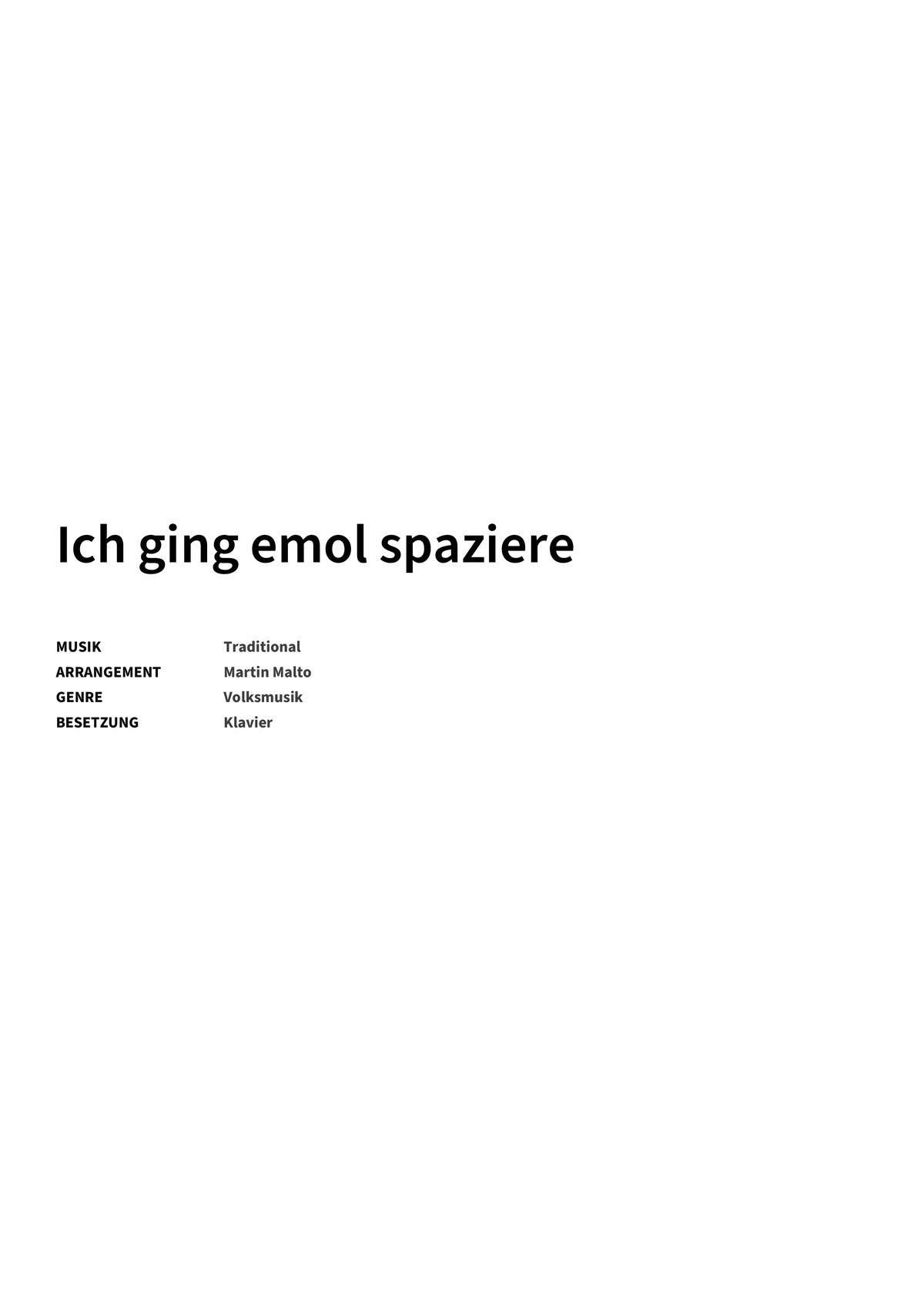 Ich ging emol spaziere - Title Page