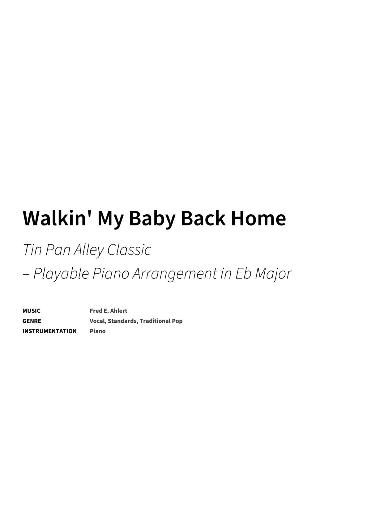 Walkin' My Baby Back Home - Title Page