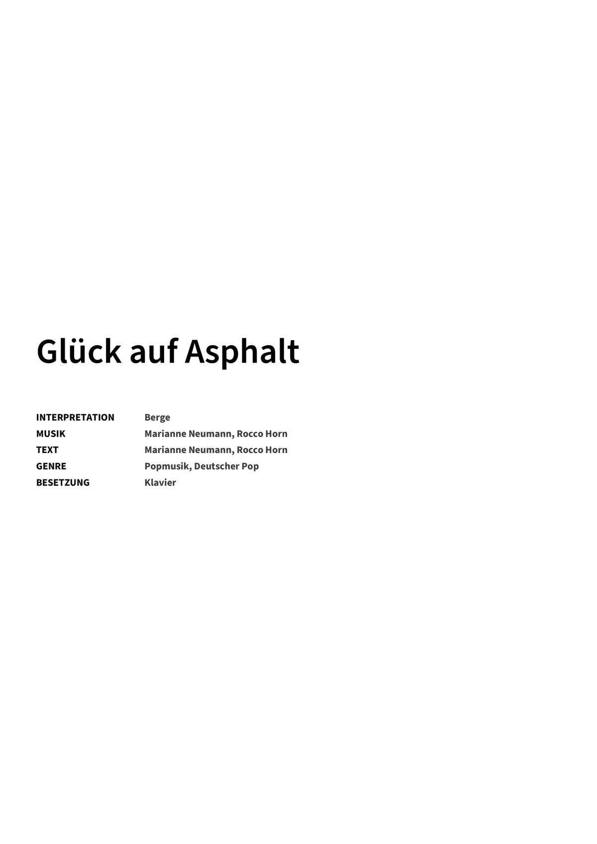Glück auf Asphalt - Title Page