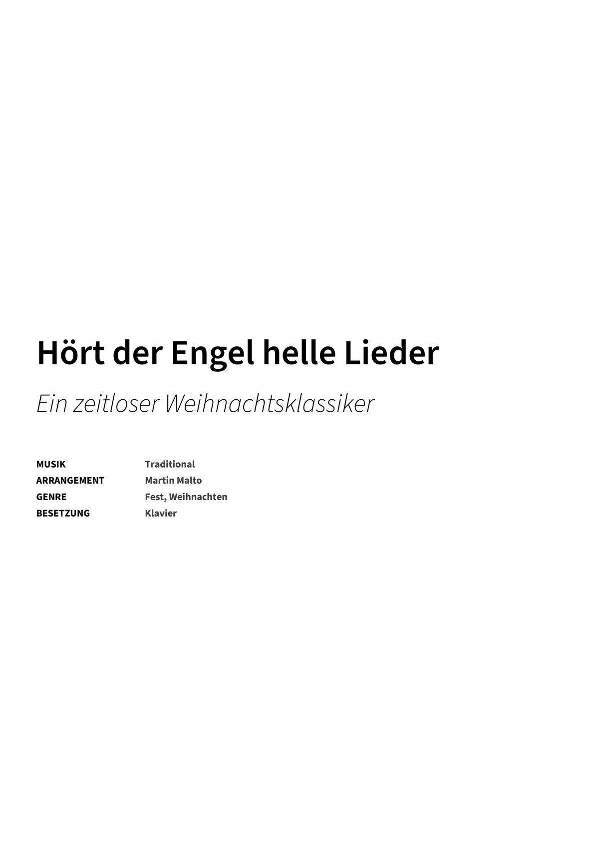 Hört der Engel helle Lieder - Title Page