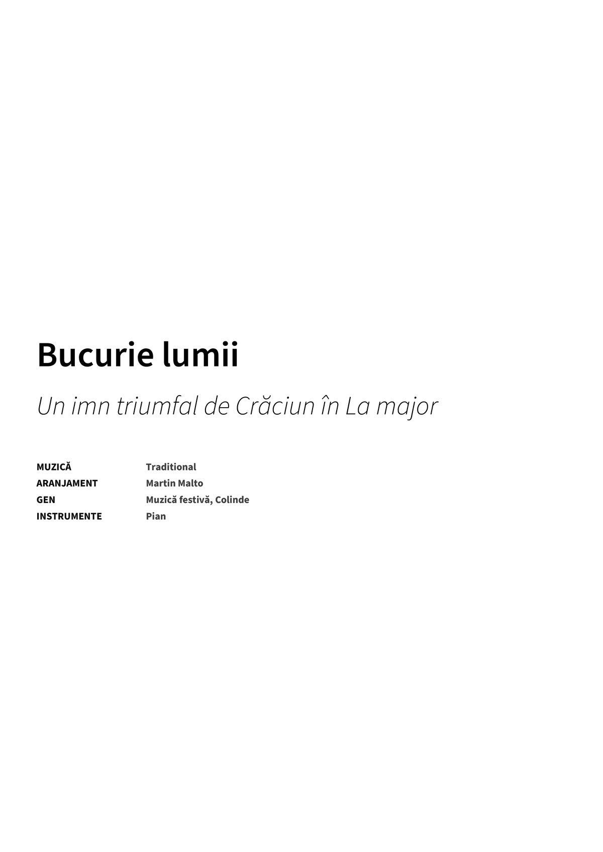 Bucurie lumii - Title Page