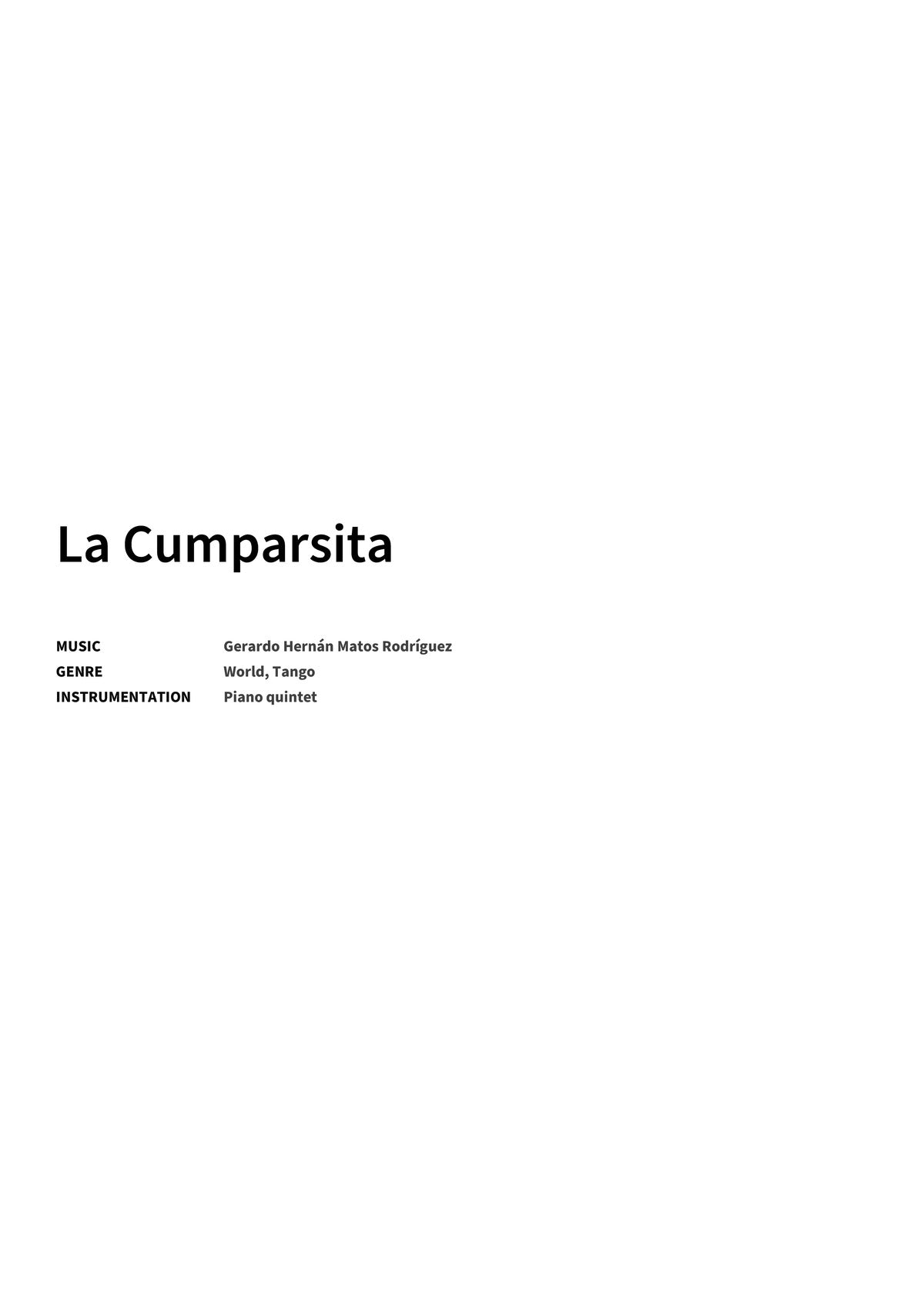 La Cumparsita - Title Page