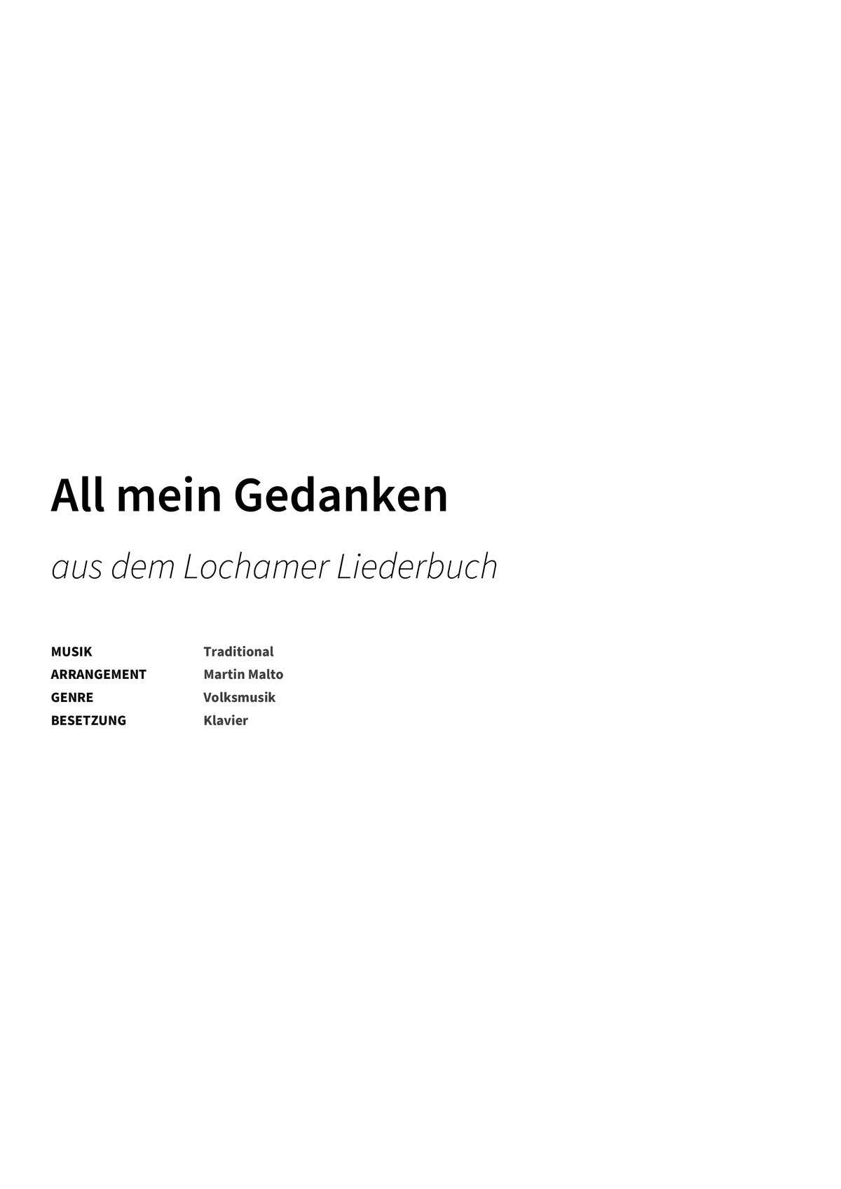 All mein Gedanken - Title Page