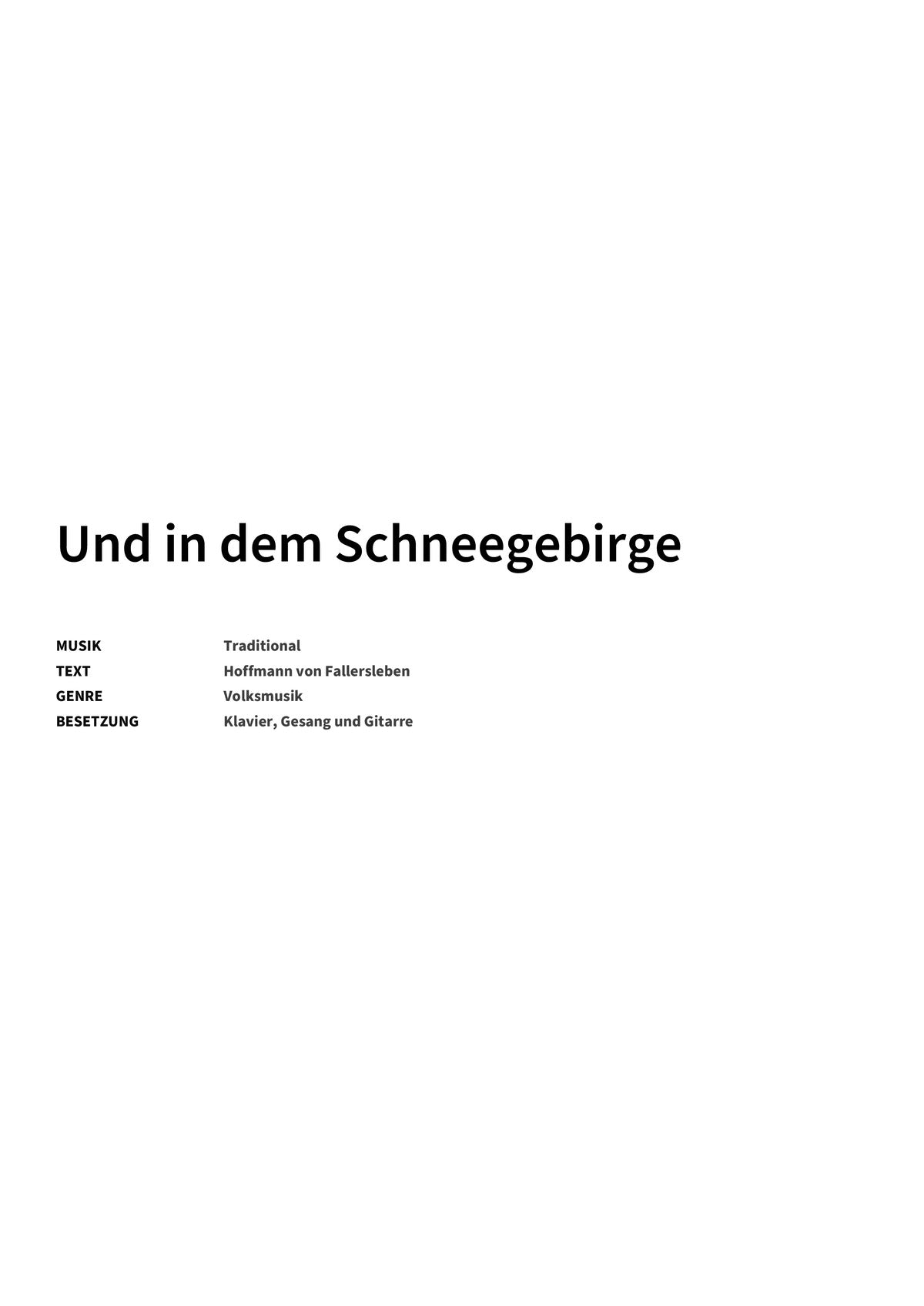 Und in dem Schneegebirge - Title Page