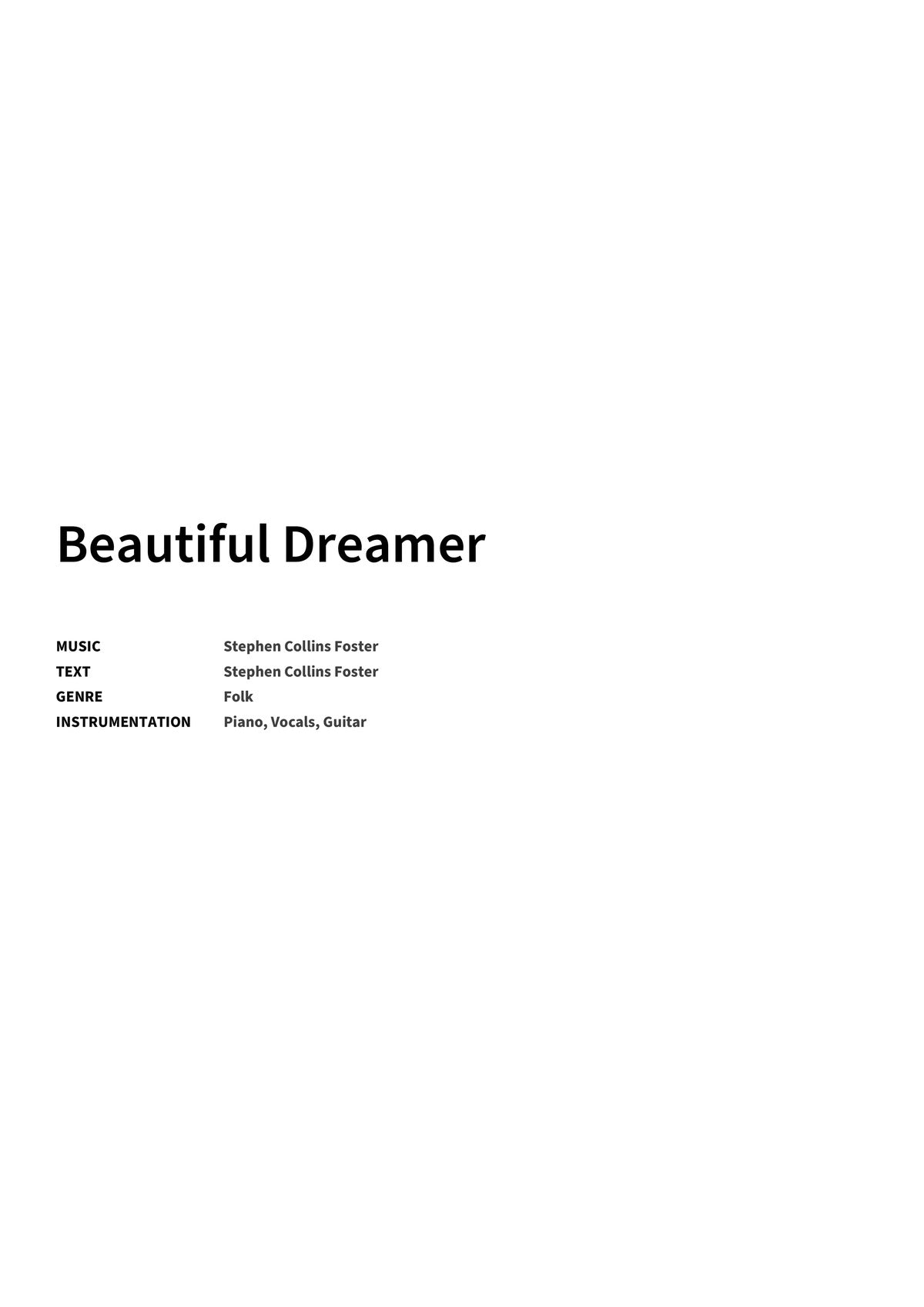 Beautiful Dreamer - Title Page
